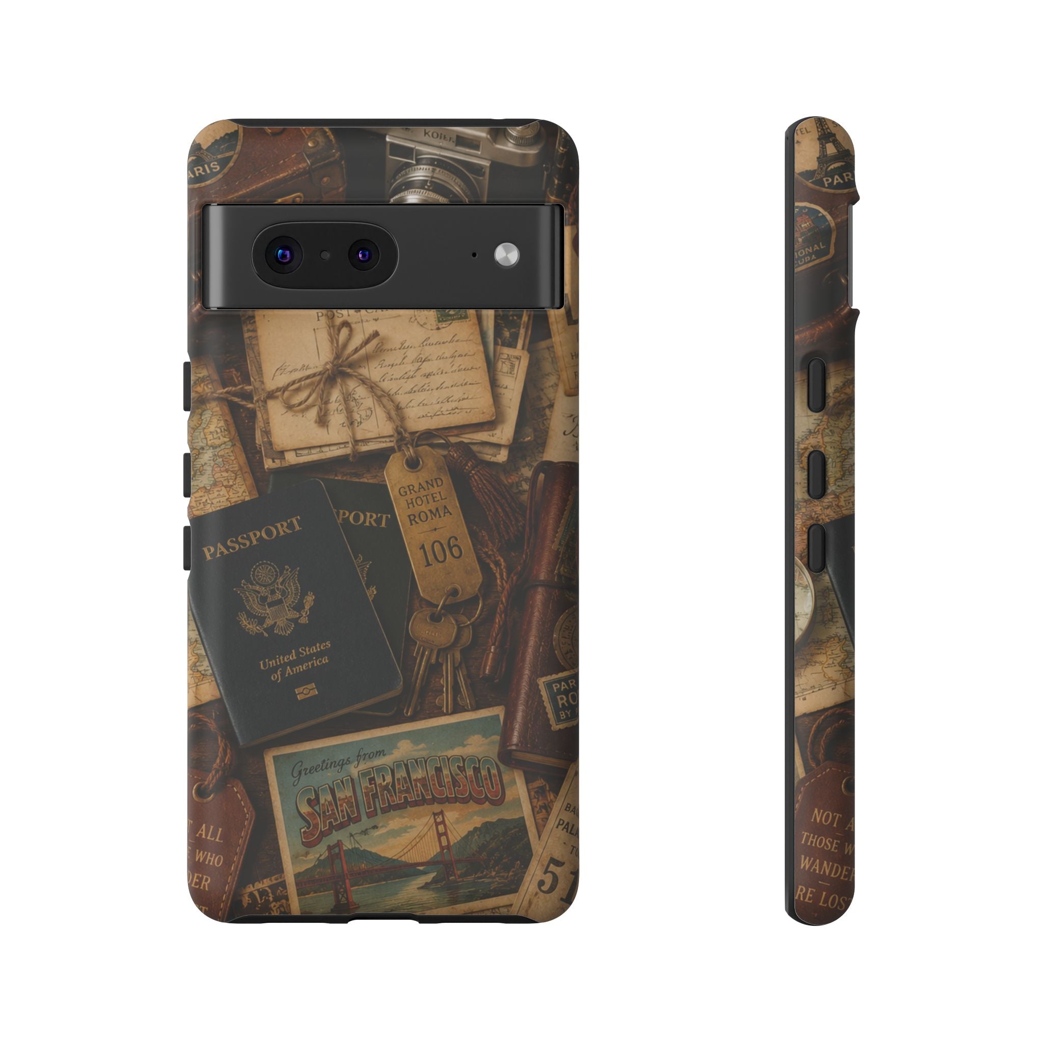 Vintage Travel Phone Case – Passport & Postcard Collage