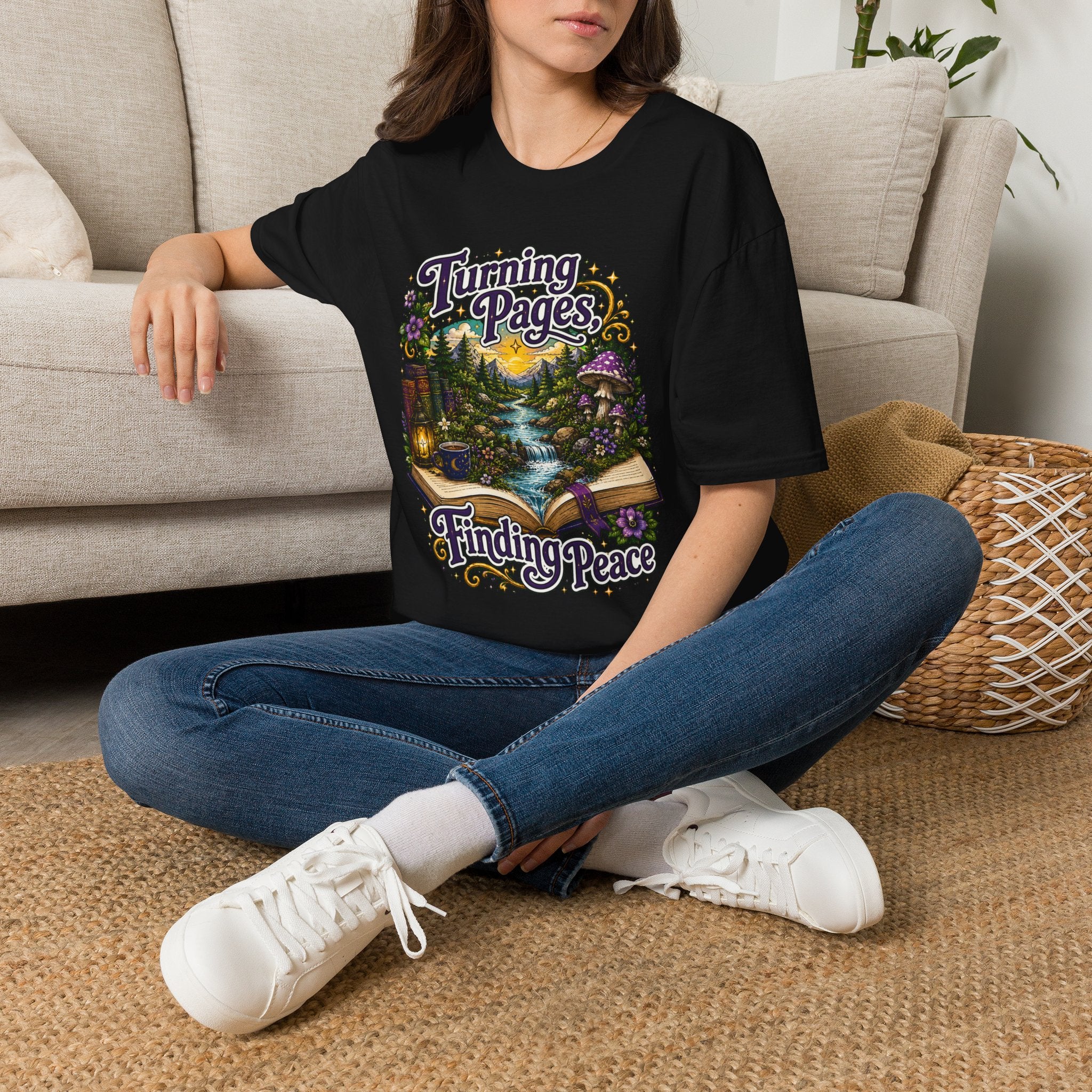 Turning Pages T‑Shirt — "Turning Pages, Finding Peace" Booklover Tee
