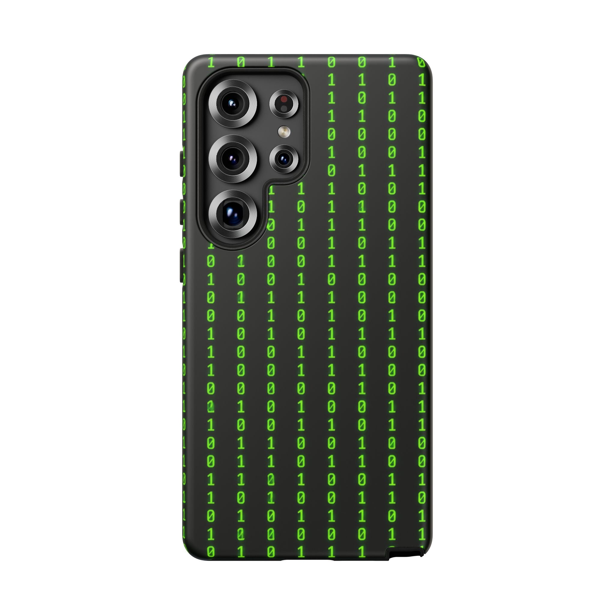 Coder Phone Case — Matrix Binary Code Green on Black Tough Case