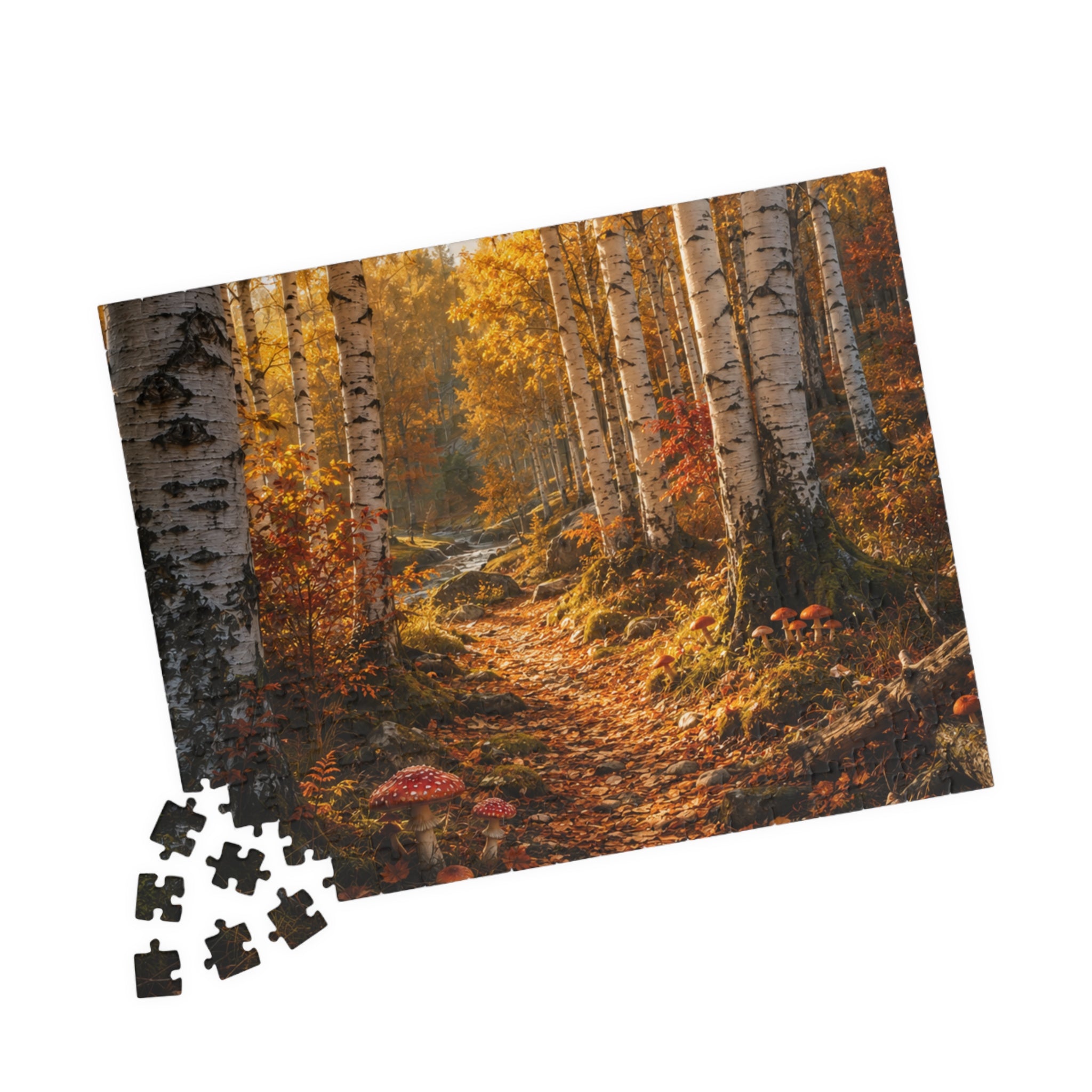 Autumn Birch Forest Puzzle — Scenic Woodland Jigsaw (110/252/520/1014 pcs)