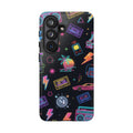 Retro Neon 80s Phone Case — Cassette, Roller Skate & Palm Tree Pattern