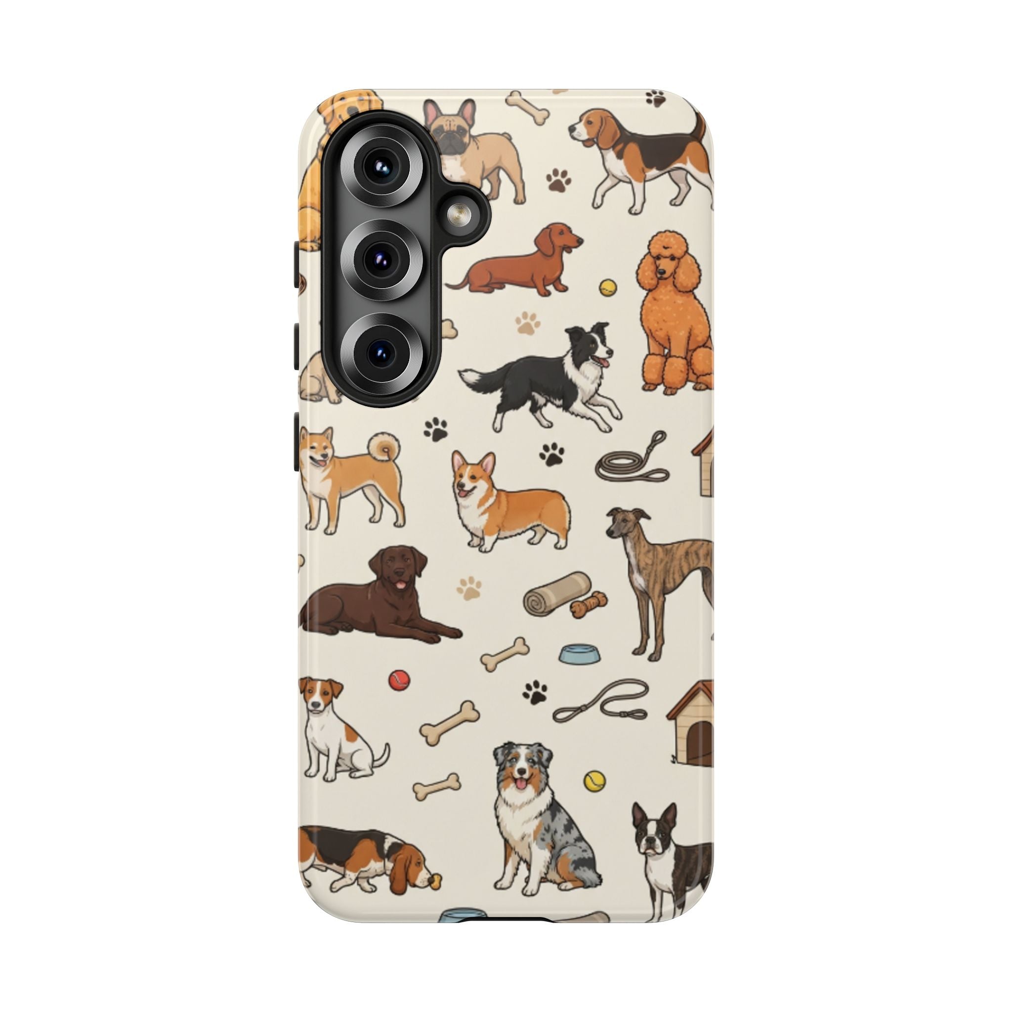 Dog Pattern Tough Phone Case — Cute Breed Collage Protective Cover