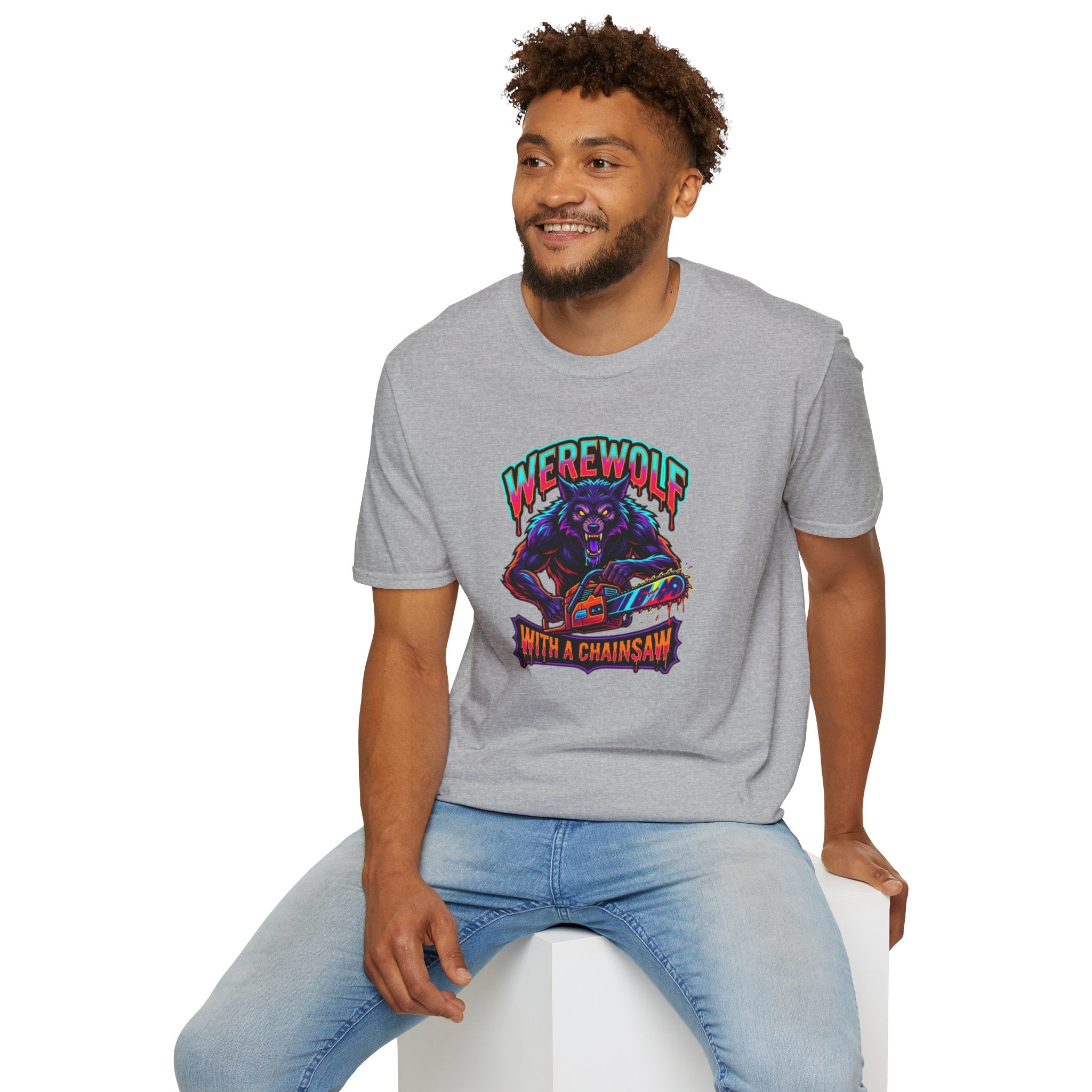 Werewolf T-Shirt — "Werewolf with a Chainsaw" Retro Horror Graphic Tee