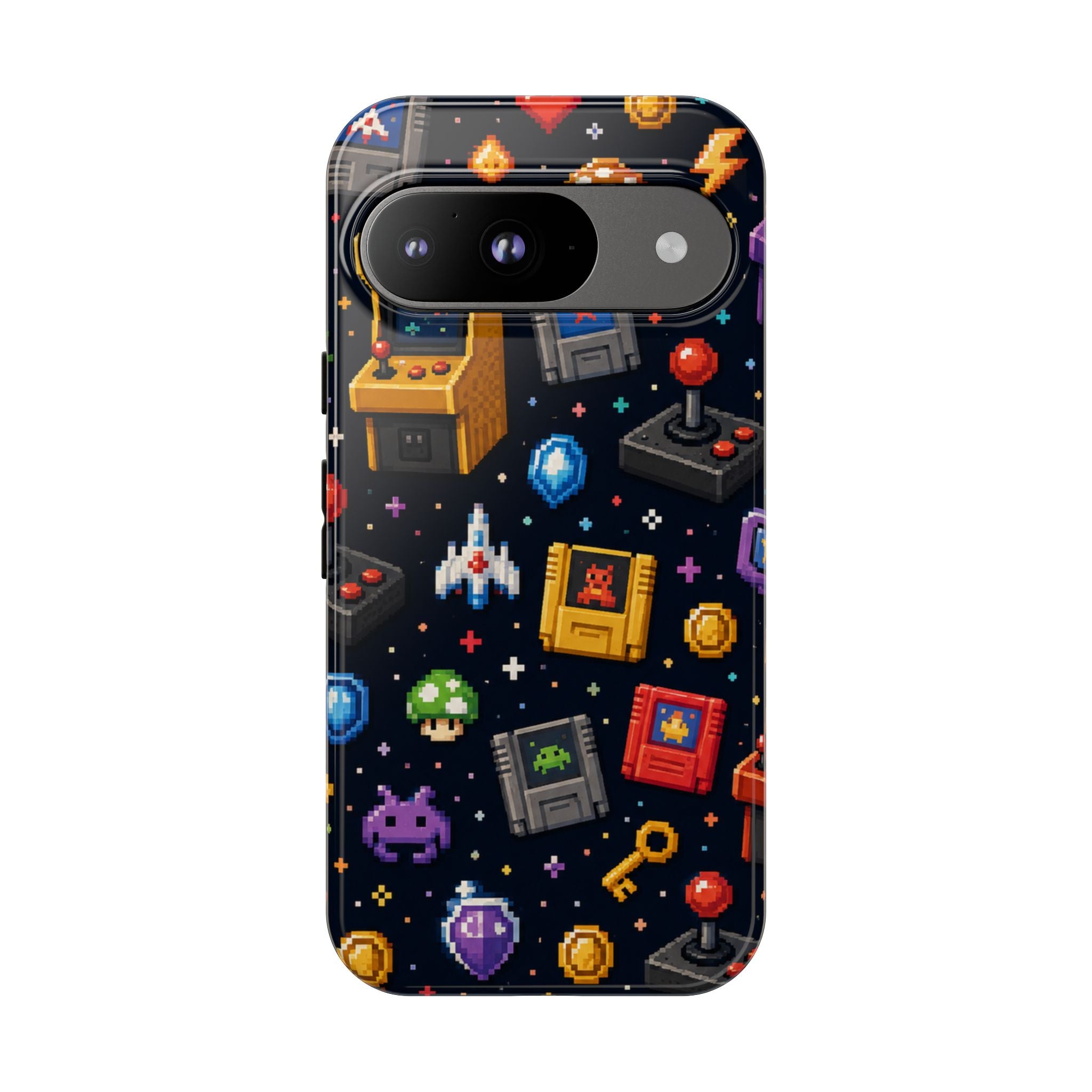 Retro Arcade Pixel Art Phone Case — Gamer Icons Pattern