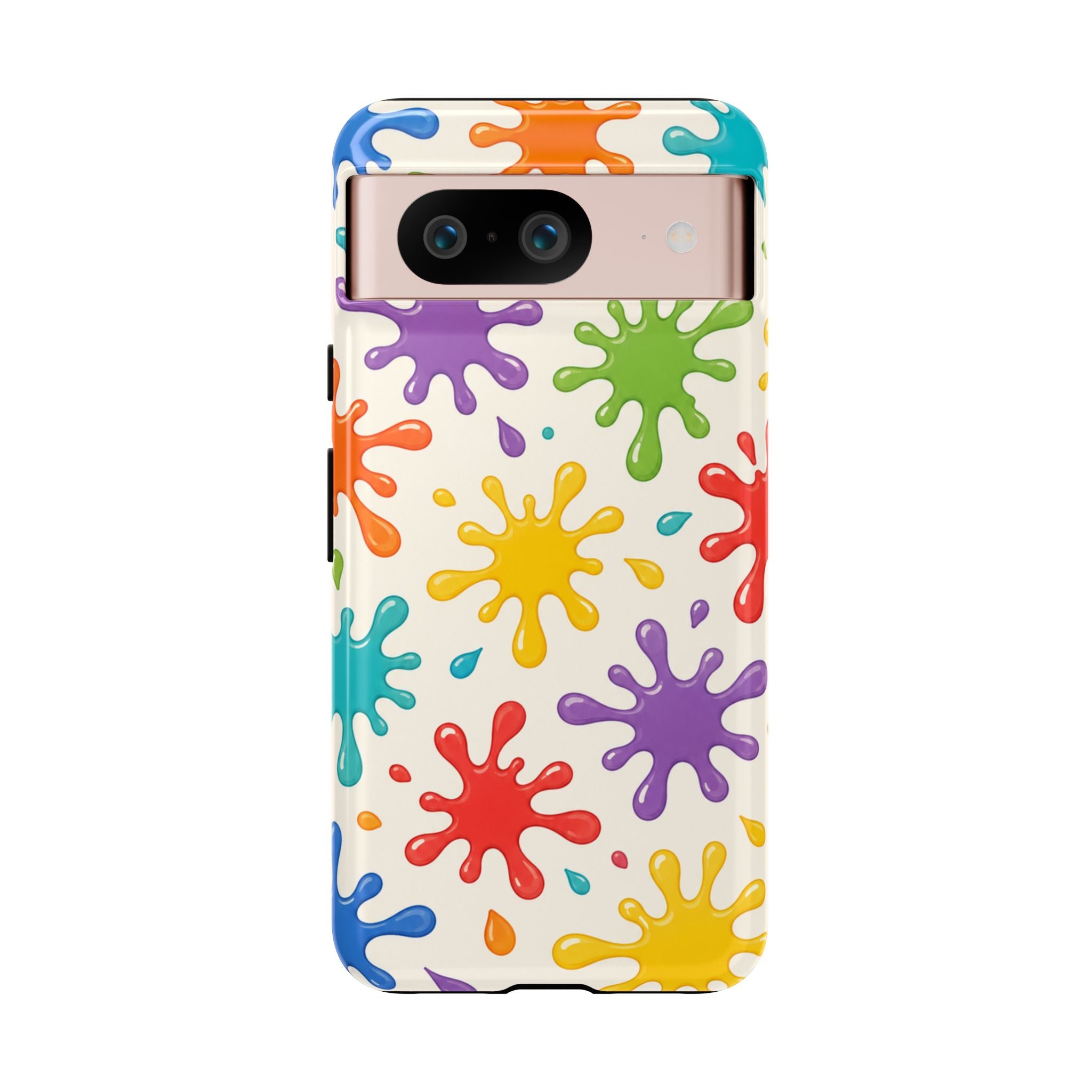 Colorful Paint Splat Phone Case — Protective Tough Case with Bright Rainbow Splatter Design