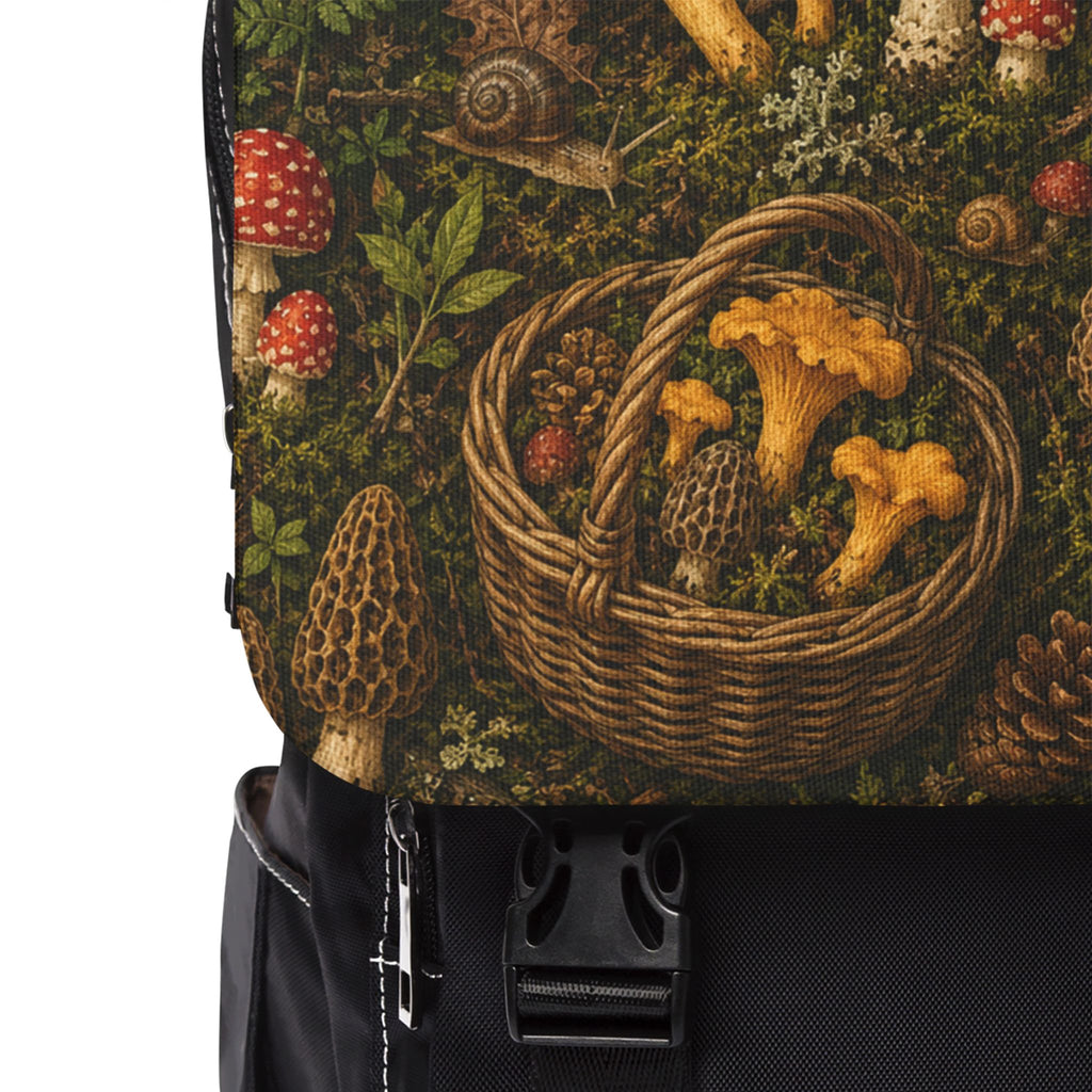 Mushroom Foraging Shoulder Backpack — Rustic Forest Basket Design
