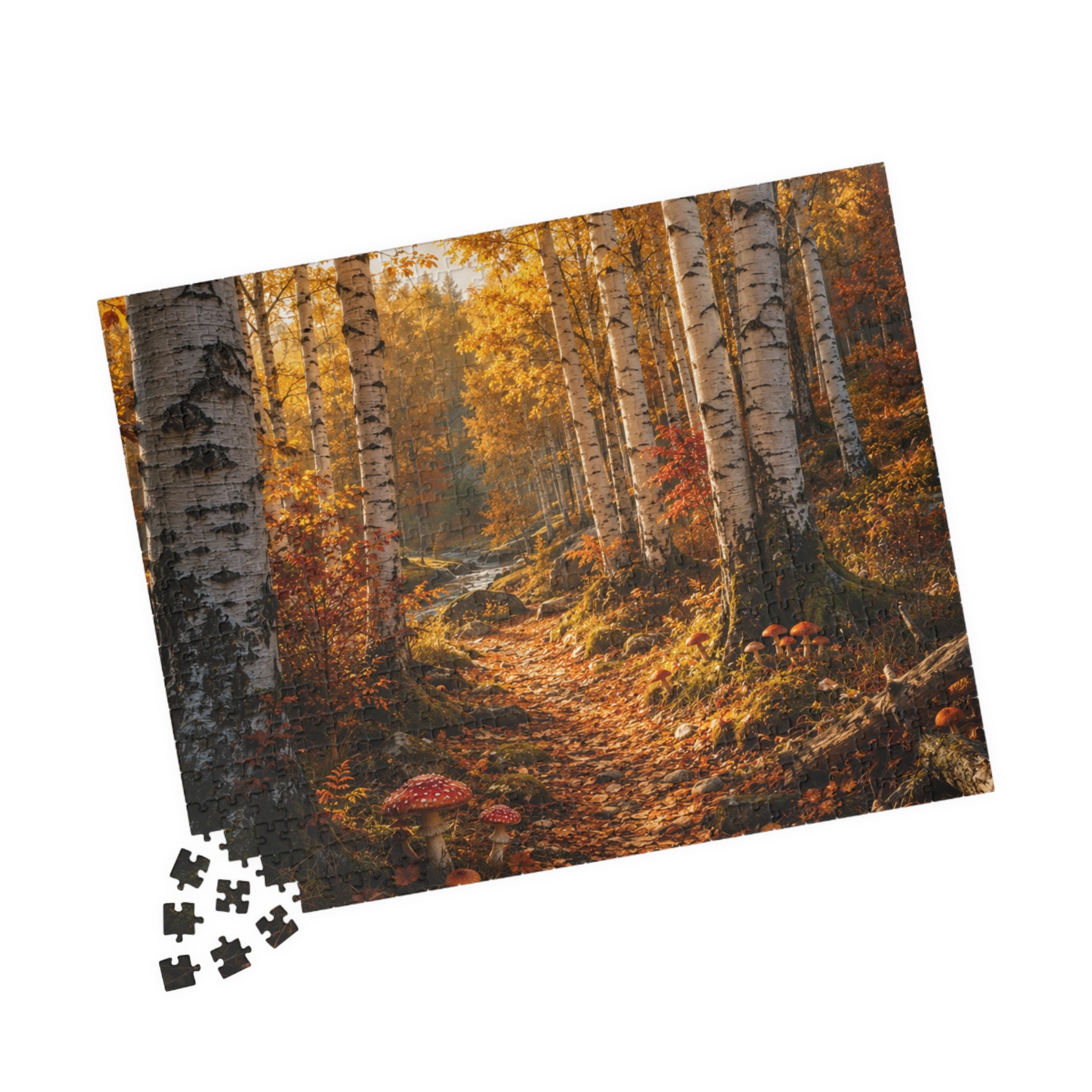 Autumn Birch Forest Puzzle — Scenic Woodland Jigsaw (110/252/520/1014 pcs)