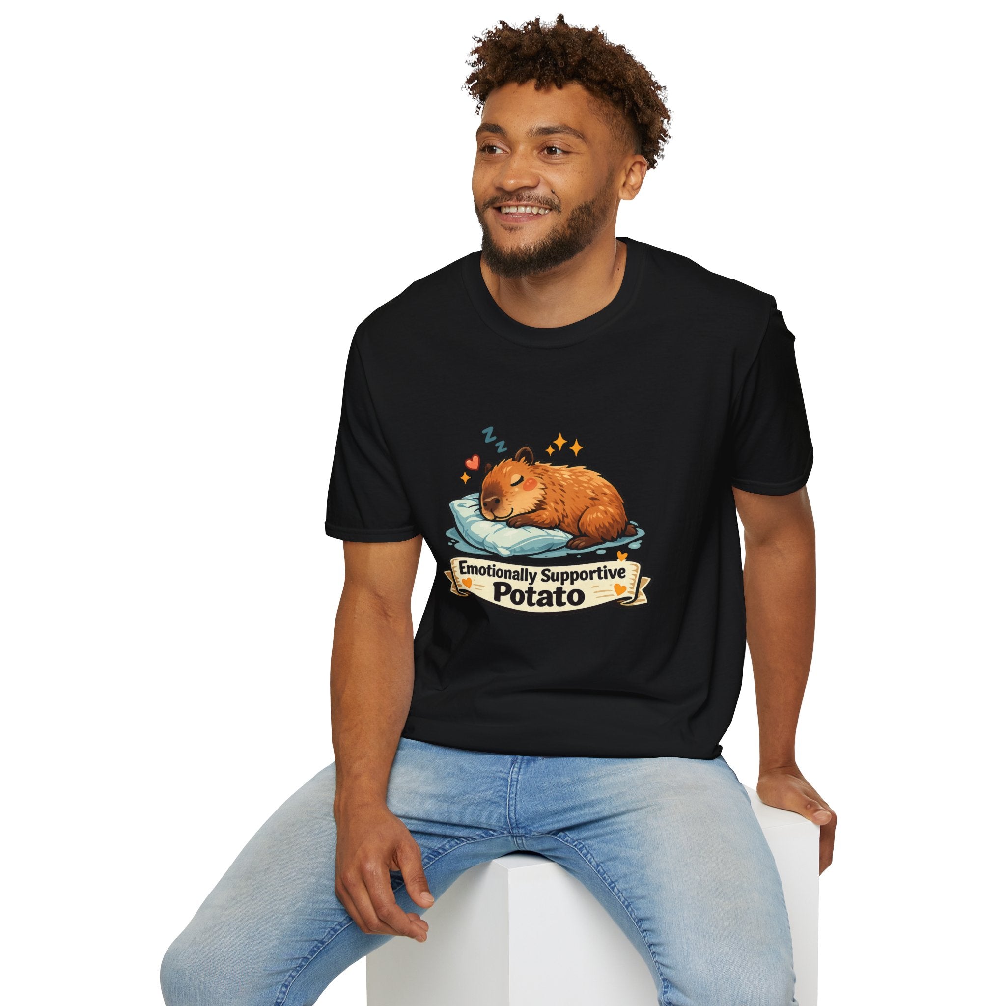 Emotionally Supportive Potato T-Shirt — Cute Sleeping Capybara Design