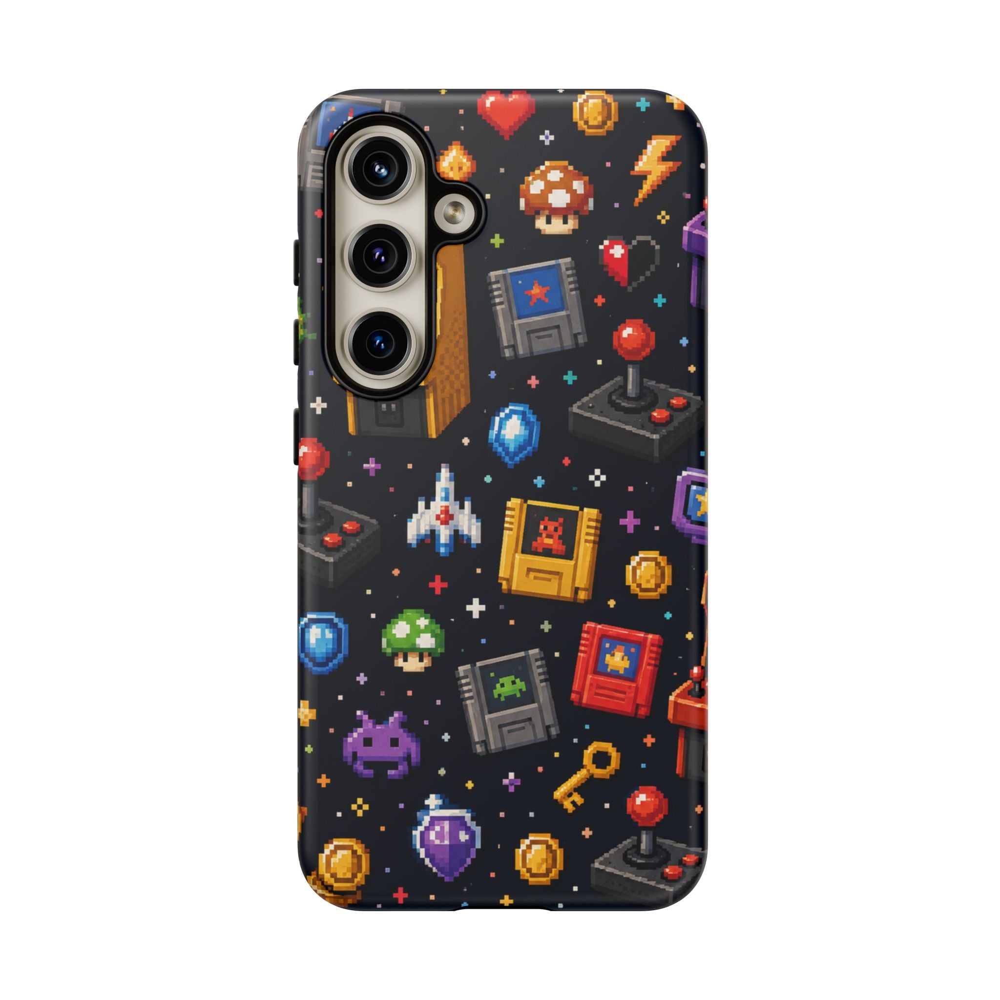 Retro Arcade Pixel Art Phone Case — Gamer Icons Pattern