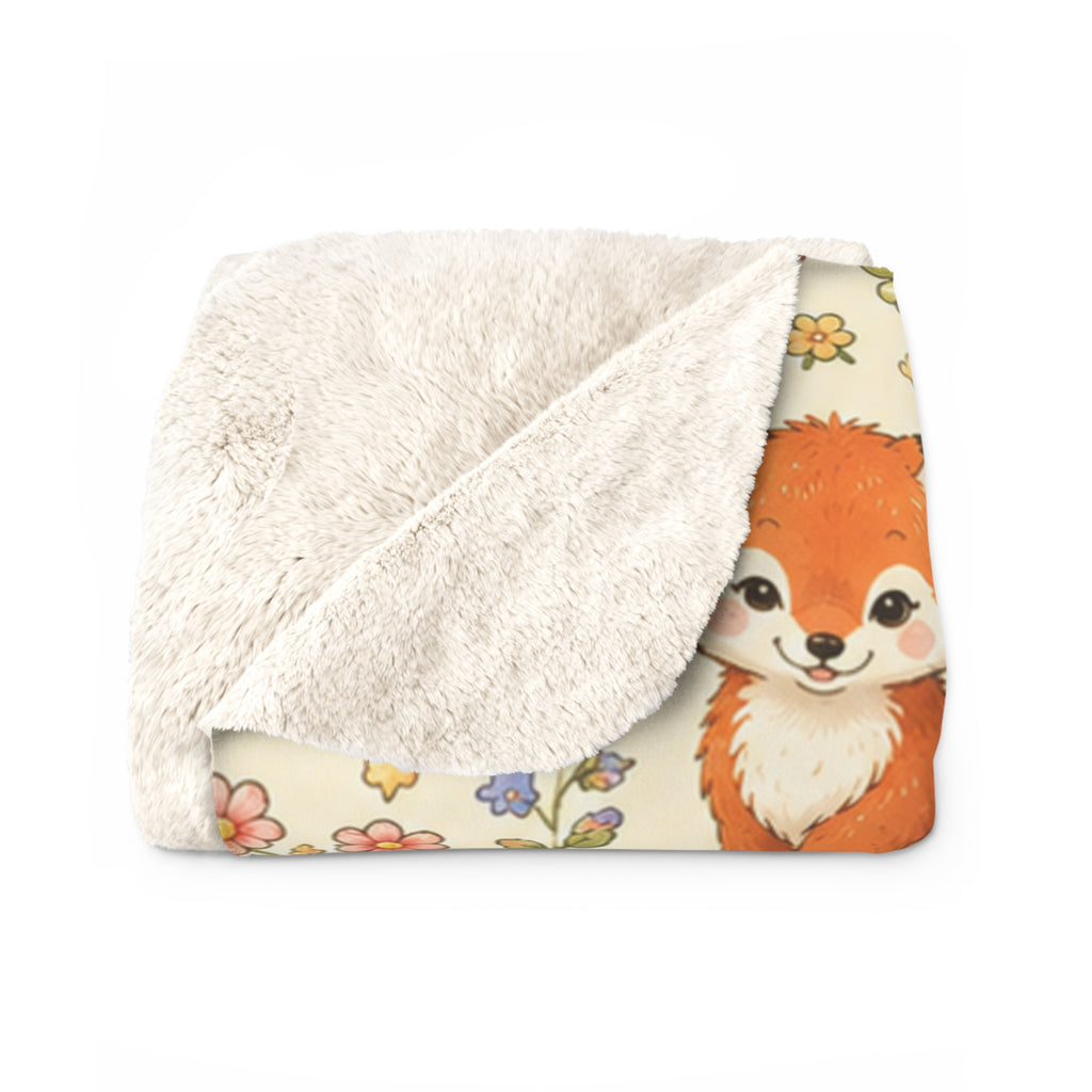 Strawberry Picnic Woodland Friends Sherpa Blanket