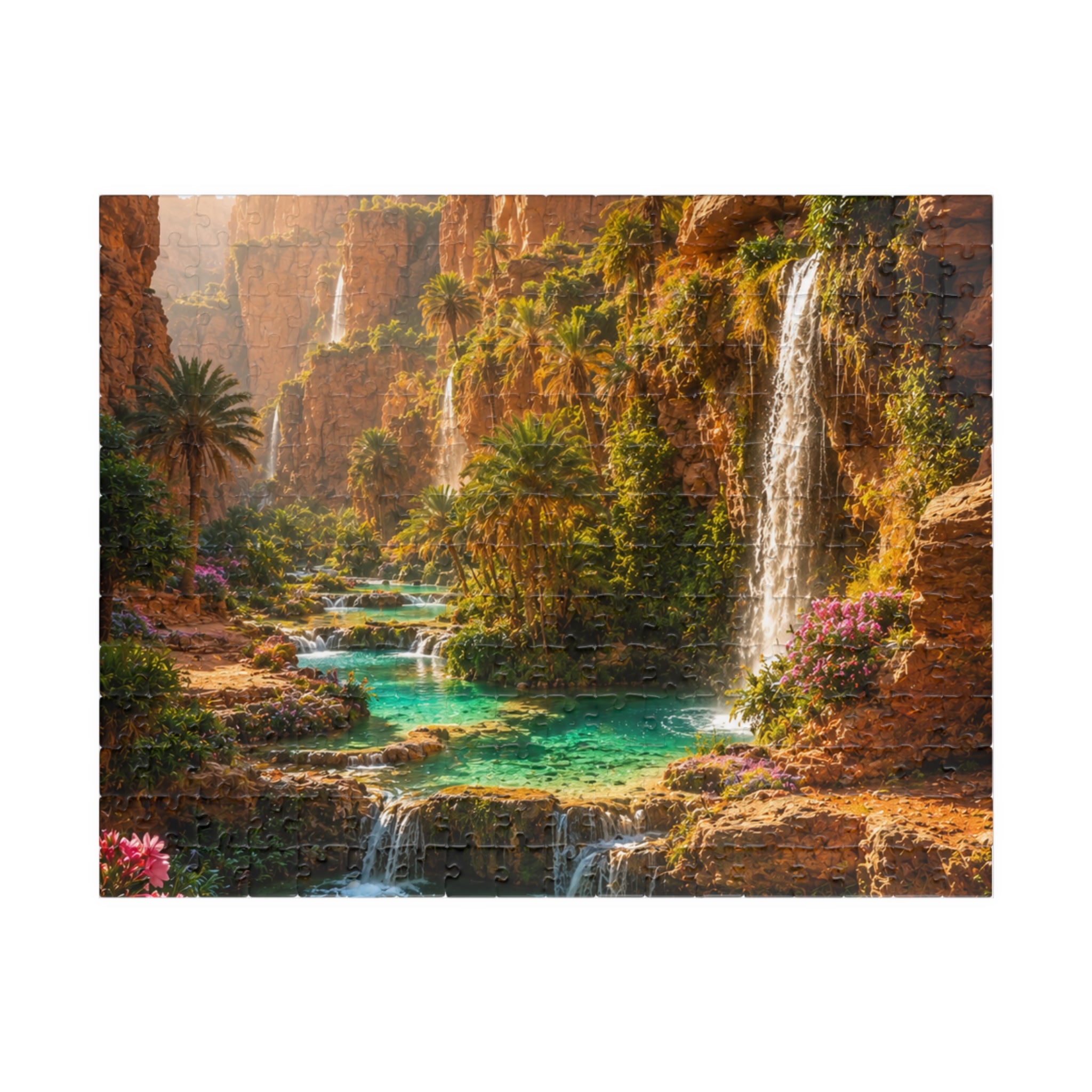 Scenic Oasis Waterfall Jigsaw Puzzle — 110/252/520/1014-Piece Landscape Puzzle