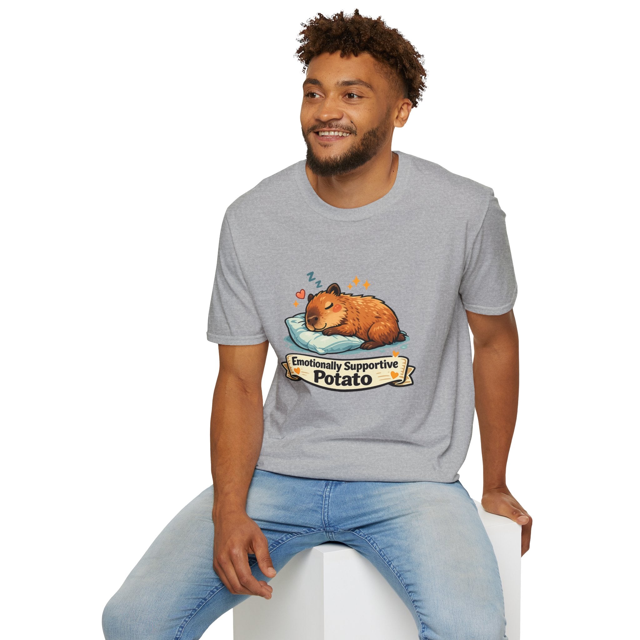Emotionally Supportive Potato T-Shirt — Cute Sleeping Capybara Design