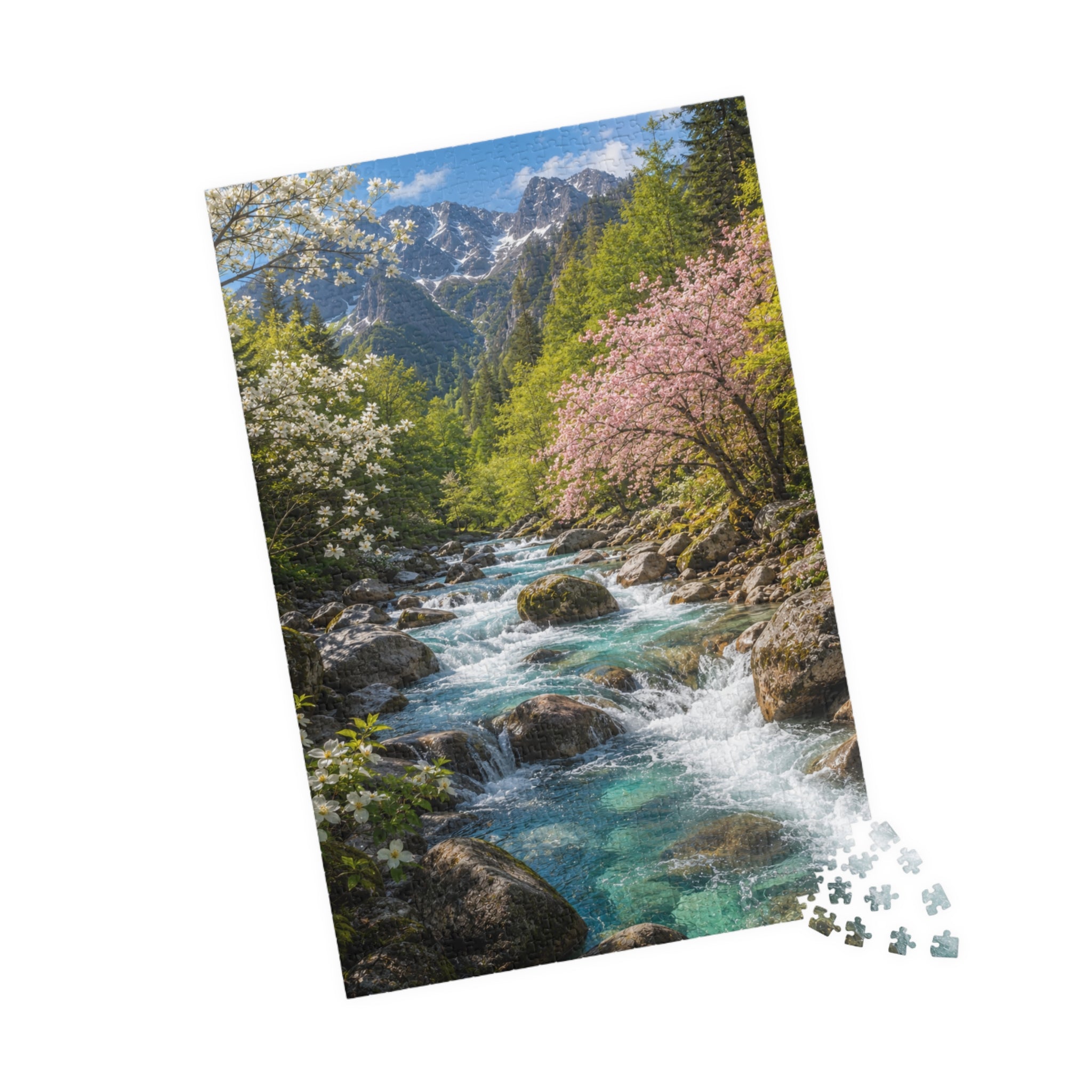 Mountain Spring River Puzzle — Scenic Nature Jigsaw (110/252/520/1014 pcs)