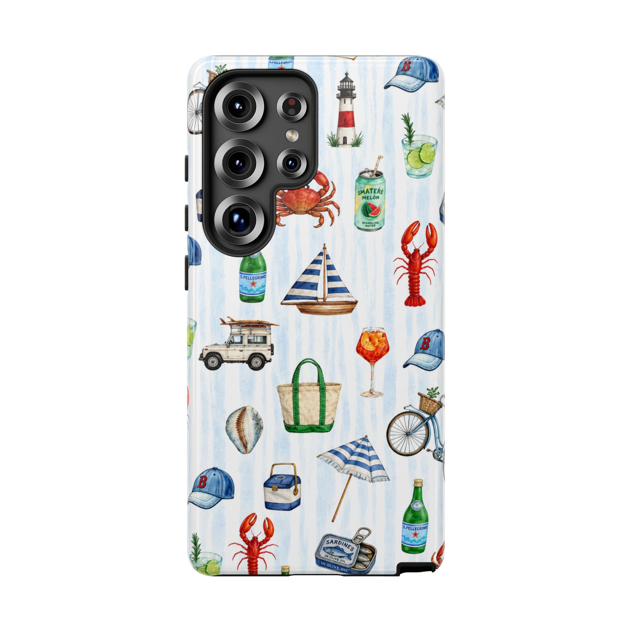 Nautical Summer Phone Case — Coastal Crab & Lobster Pattern