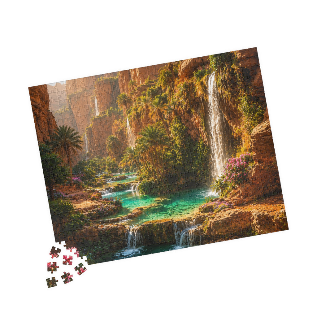 Scenic Oasis Waterfall Jigsaw Puzzle — 110/252/520/1014-Piece Landscape Puzzle
