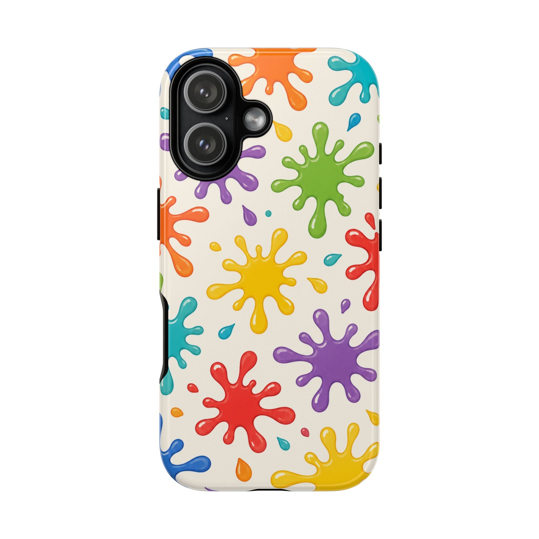 Colorful Paint Splat Phone Case — Protective Tough Case with Bright Rainbow Splatter Design