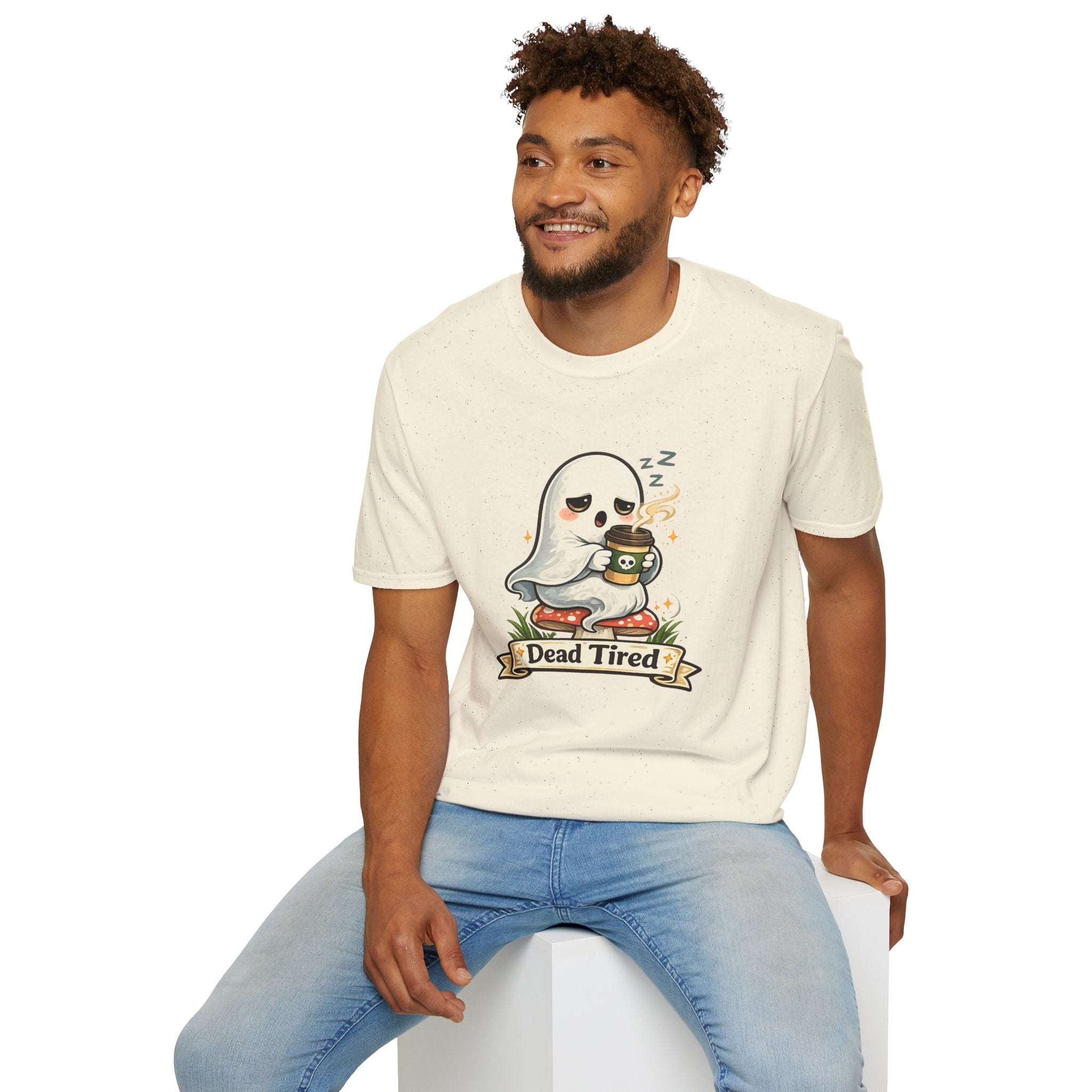 Ghost Coffee T‑Shirt — "Dead Tired" Cute Sleeping Ghost Tee