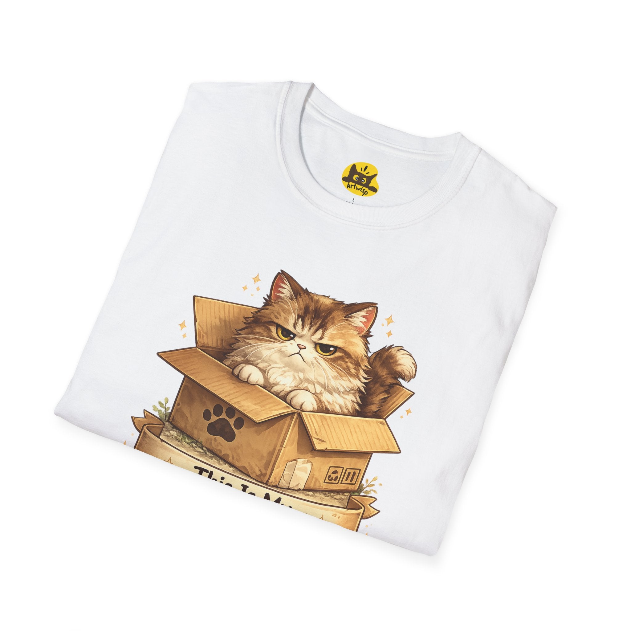 Cat in Box T-Shirt — "This Is My Emotional Support Box" Cute Kitten Tee