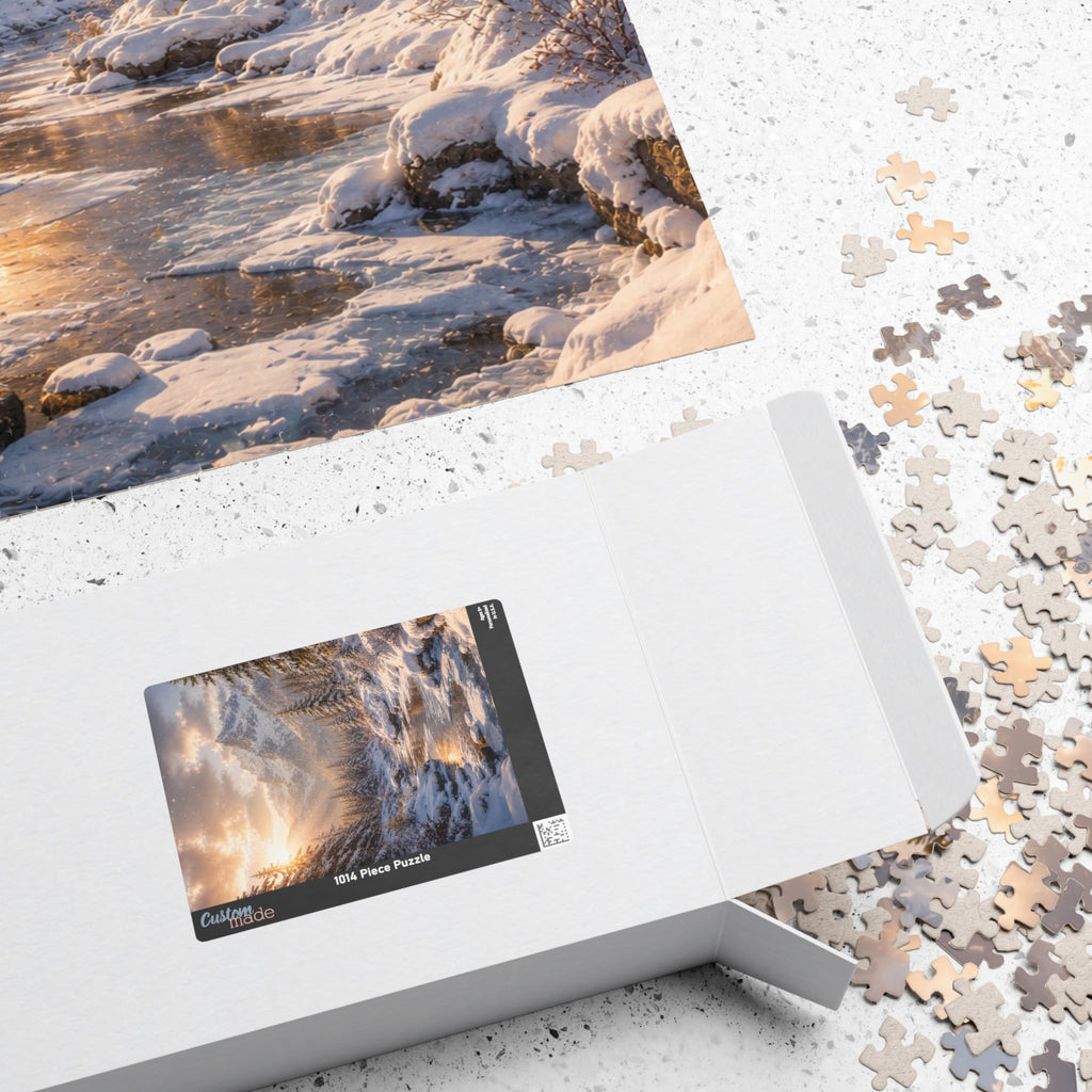 Winter Mountain River Puzzle — Scenic Snowy Landscape Jigsaw (110/252/520/1014 pcs)