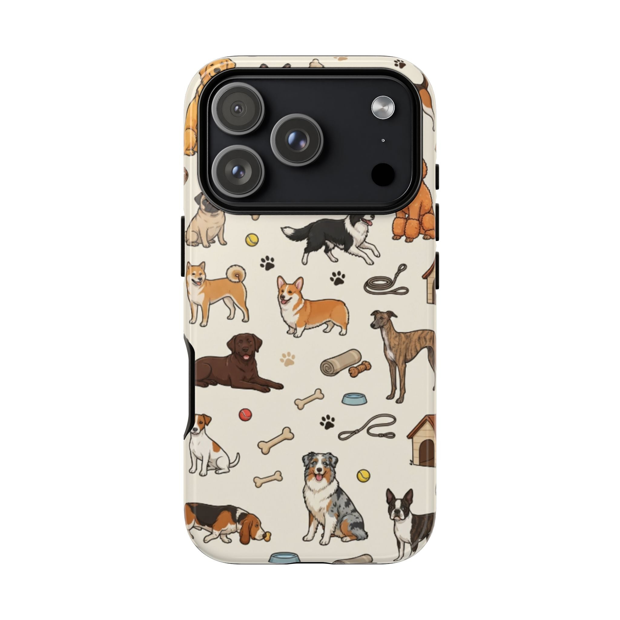 Dog Pattern Tough Phone Case — Cute Breed Collage Protective Cover