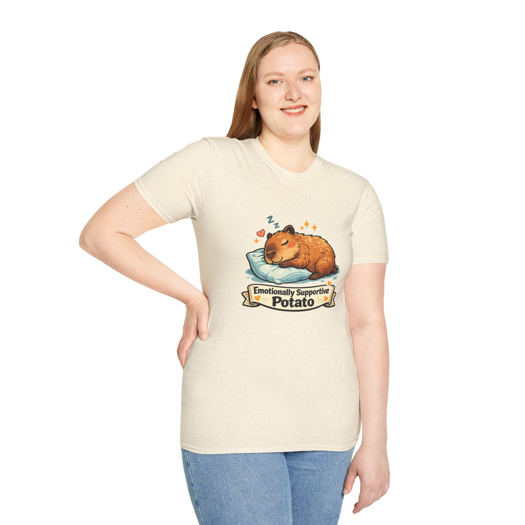 Emotionally Supportive Potato T-Shirt — Cute Sleeping Capybara Design