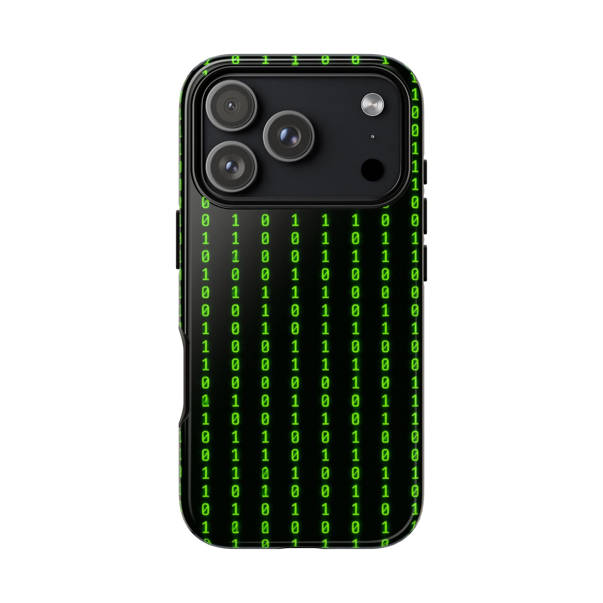 Coder Phone Case — Matrix Binary Code Green on Black Tough Case