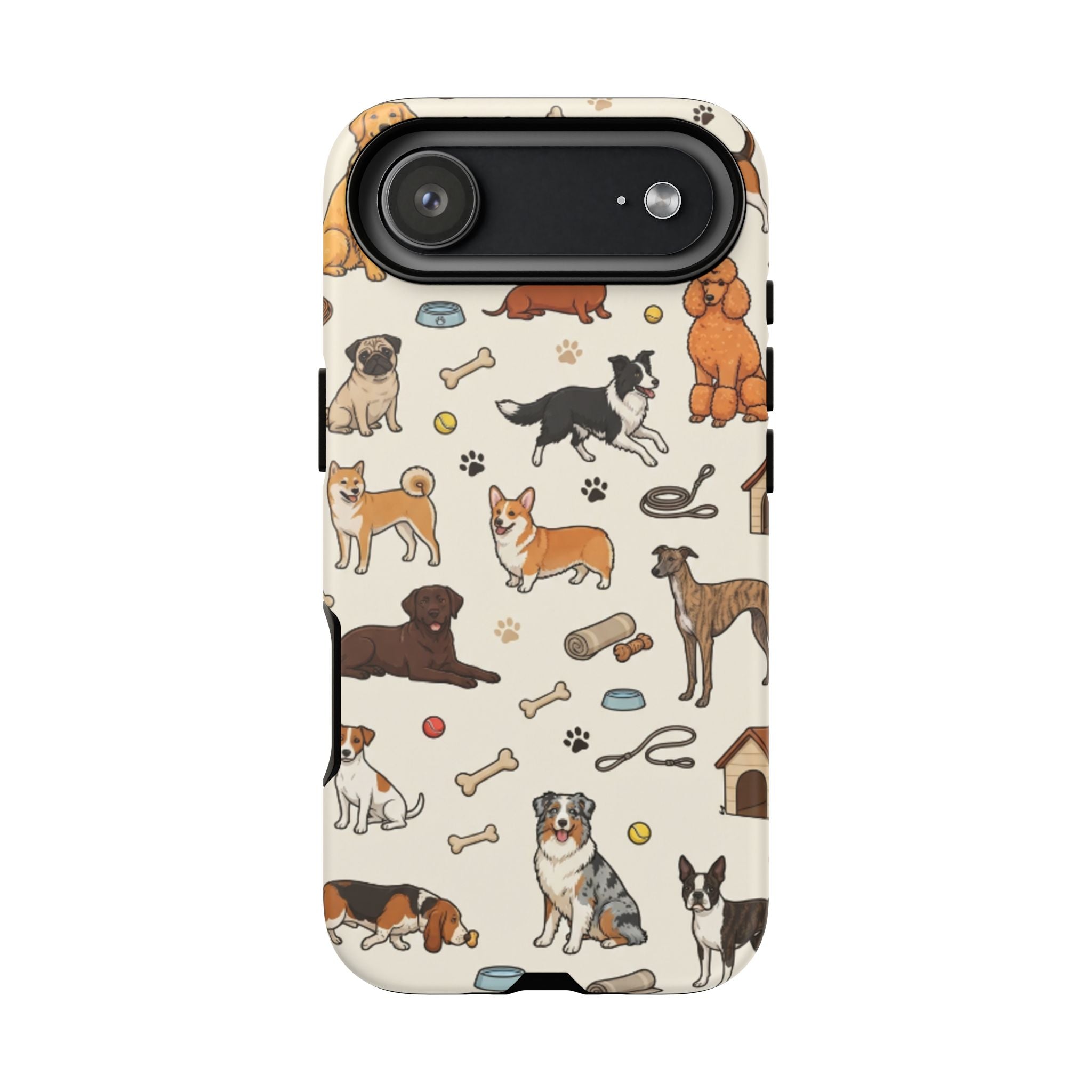 Dog Pattern Tough Phone Case — Cute Breed Collage Protective Cover