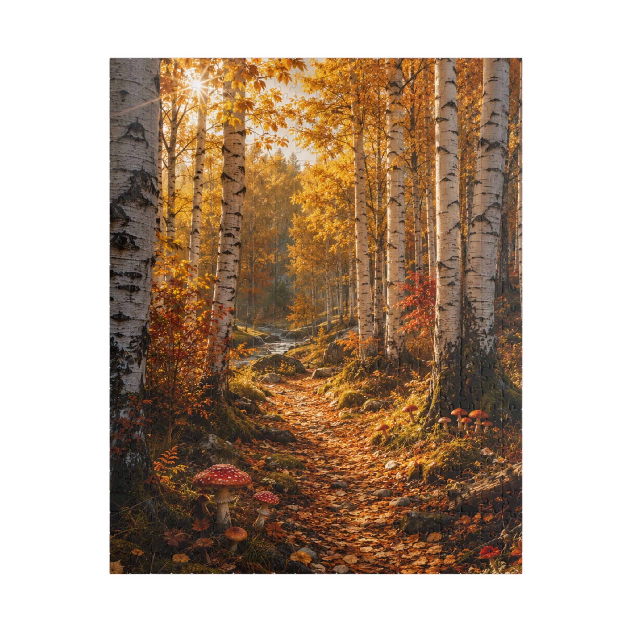Autumn Birch Forest Puzzle — Scenic Woodland Jigsaw (110/252/520/1014 pcs)
