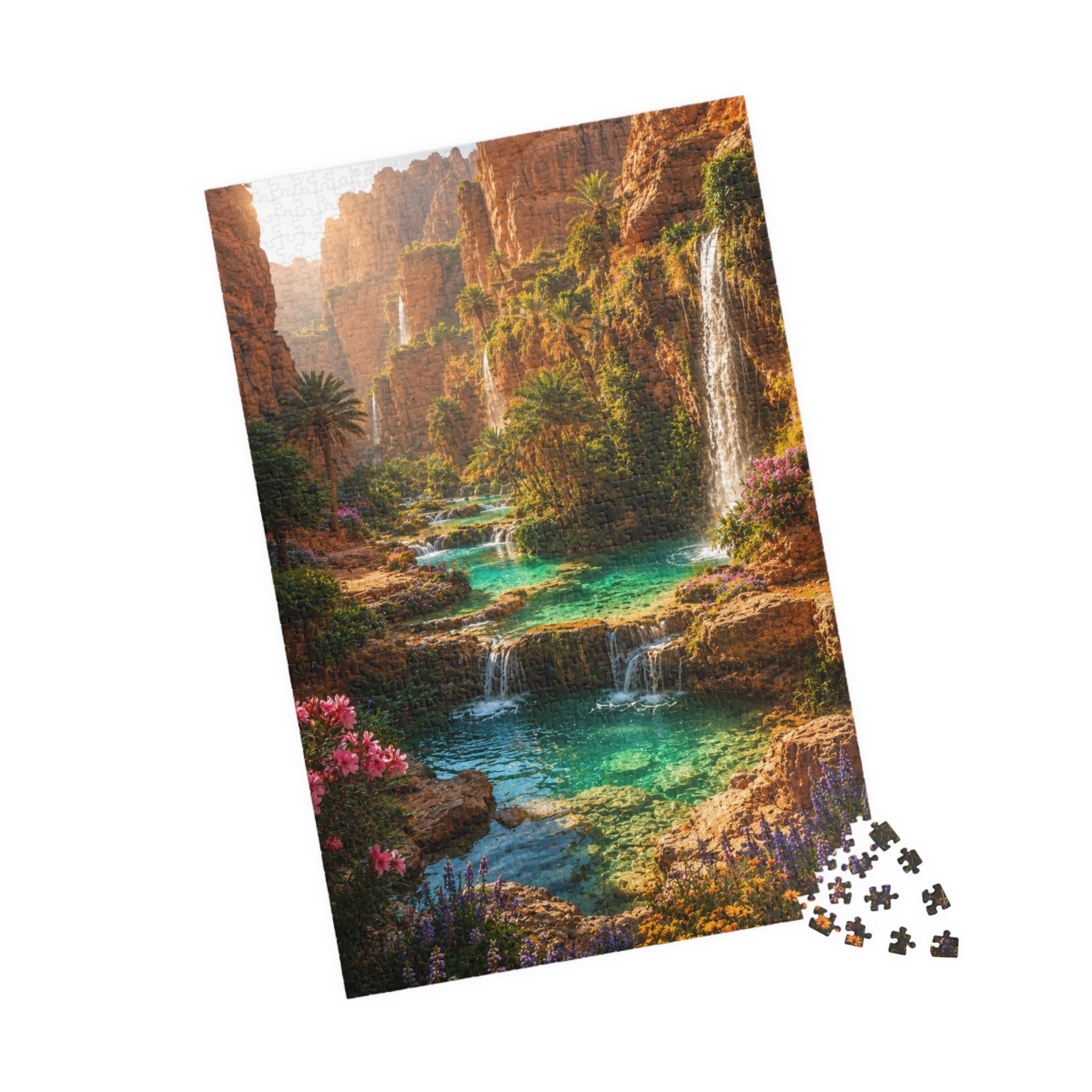 Scenic Oasis Waterfall Jigsaw Puzzle — 110/252/520/1014-Piece Landscape Puzzle
