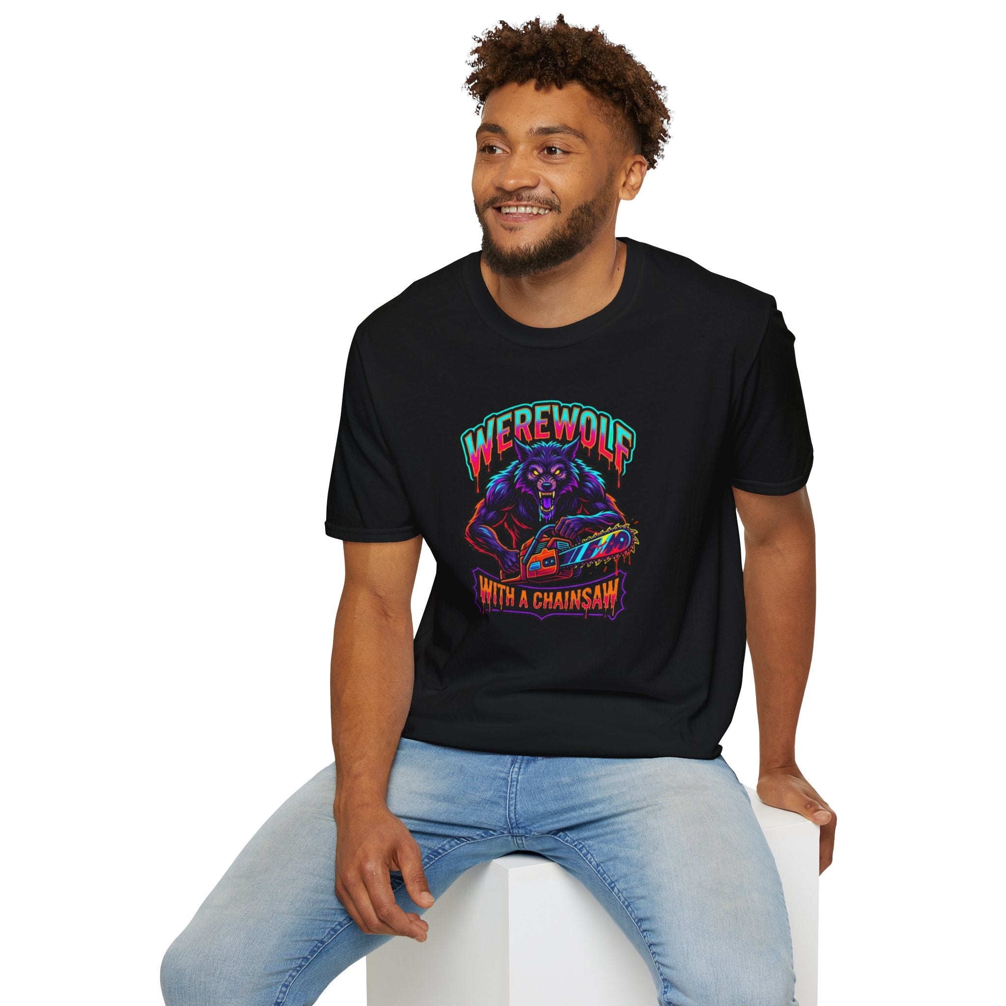 Werewolf T-Shirt — "Werewolf with a Chainsaw" Retro Horror Graphic Tee