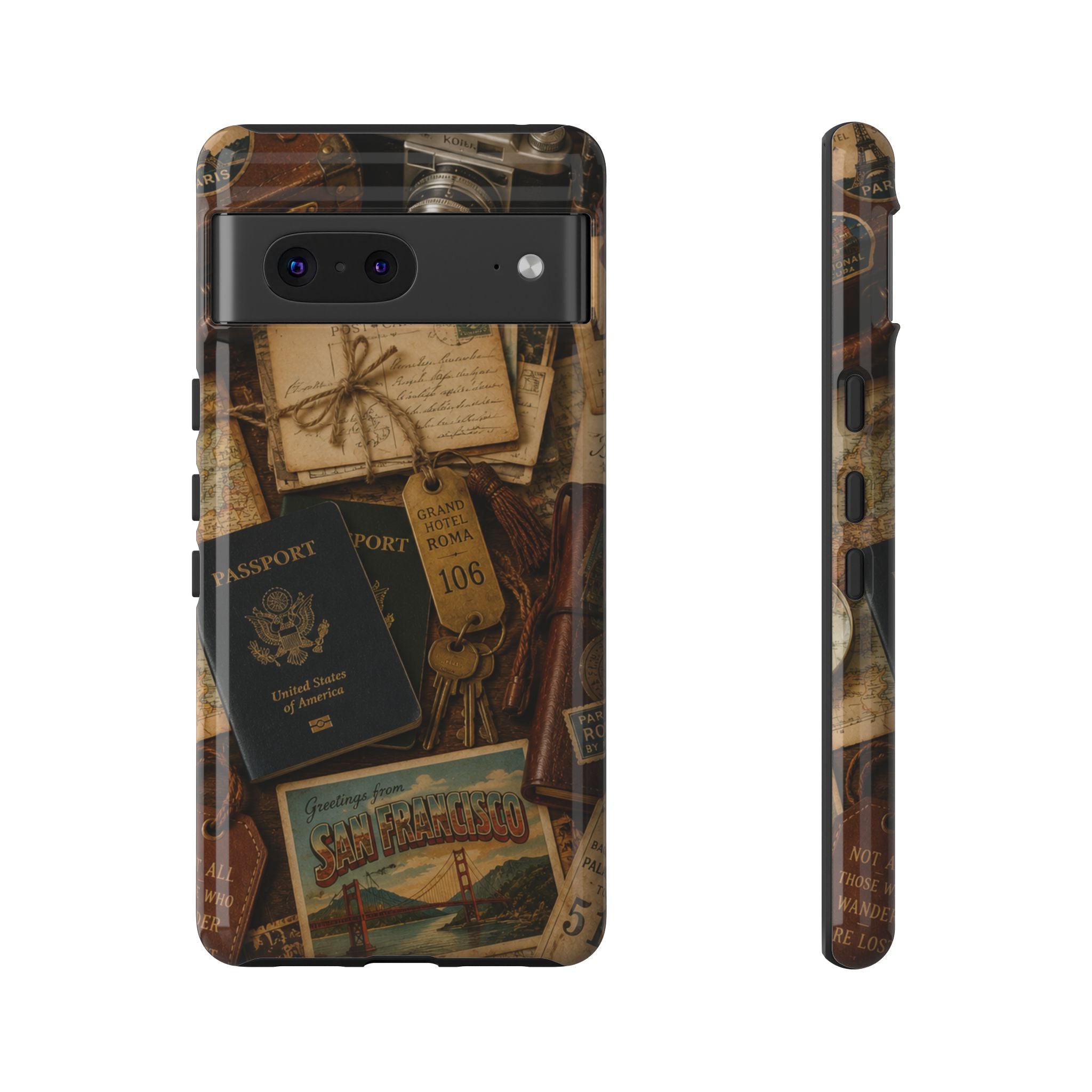 Vintage Travel Phone Case – Passport & Postcard Collage