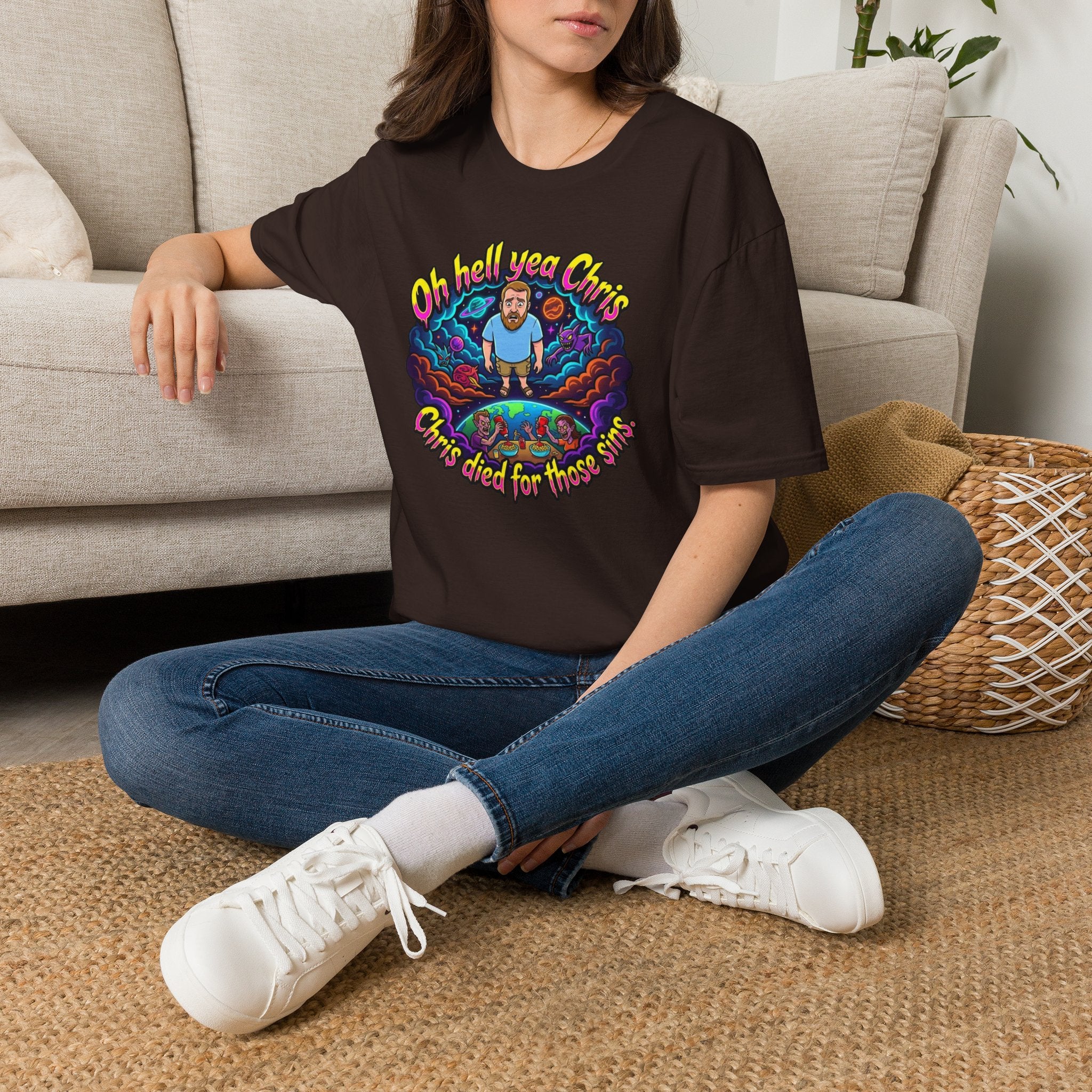 T‑Shirt — “Oh Hell Yea Chris” Retro Psychedelic Graphic Tee