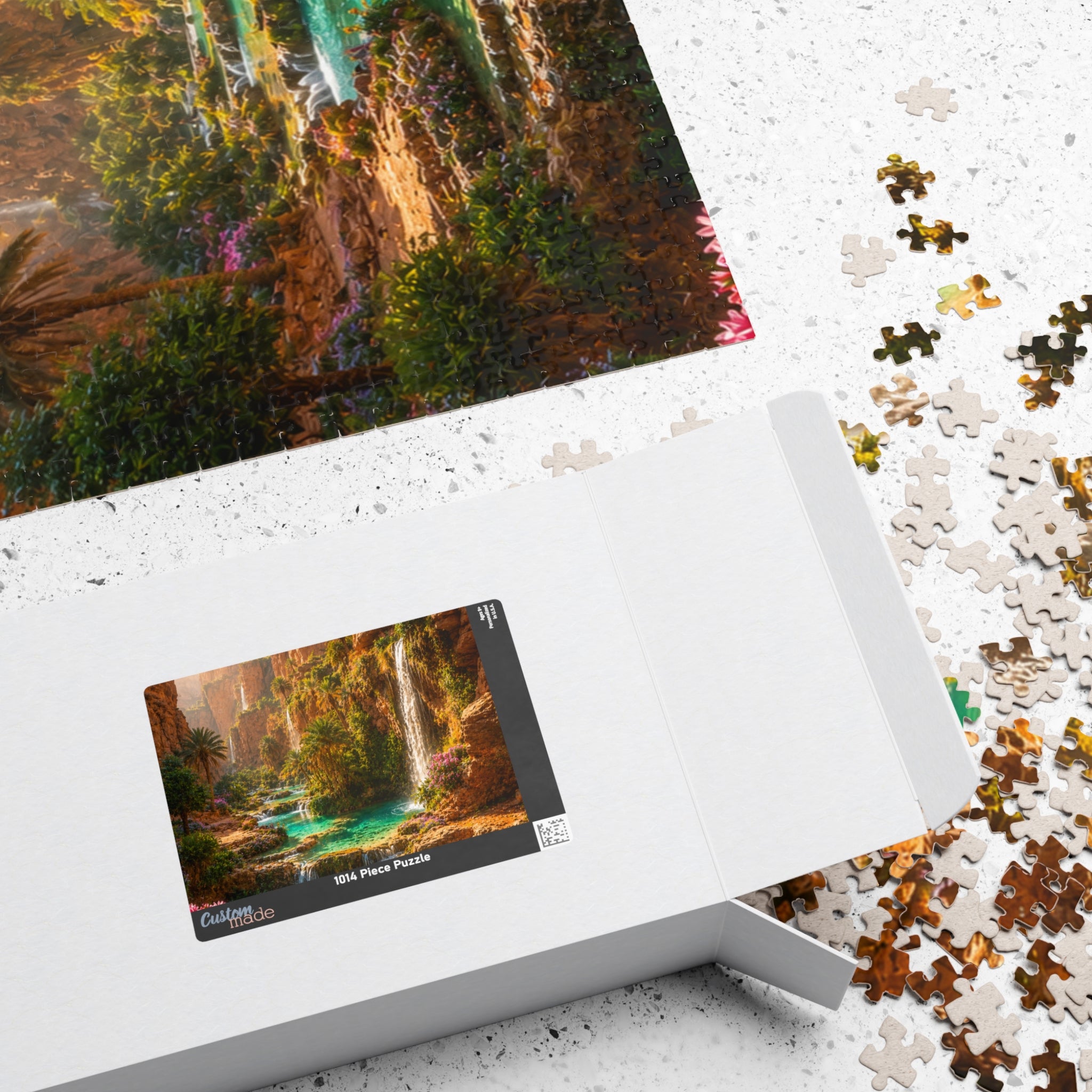 Scenic Oasis Waterfall Jigsaw Puzzle — 110/252/520/1014-Piece Landscape Puzzle