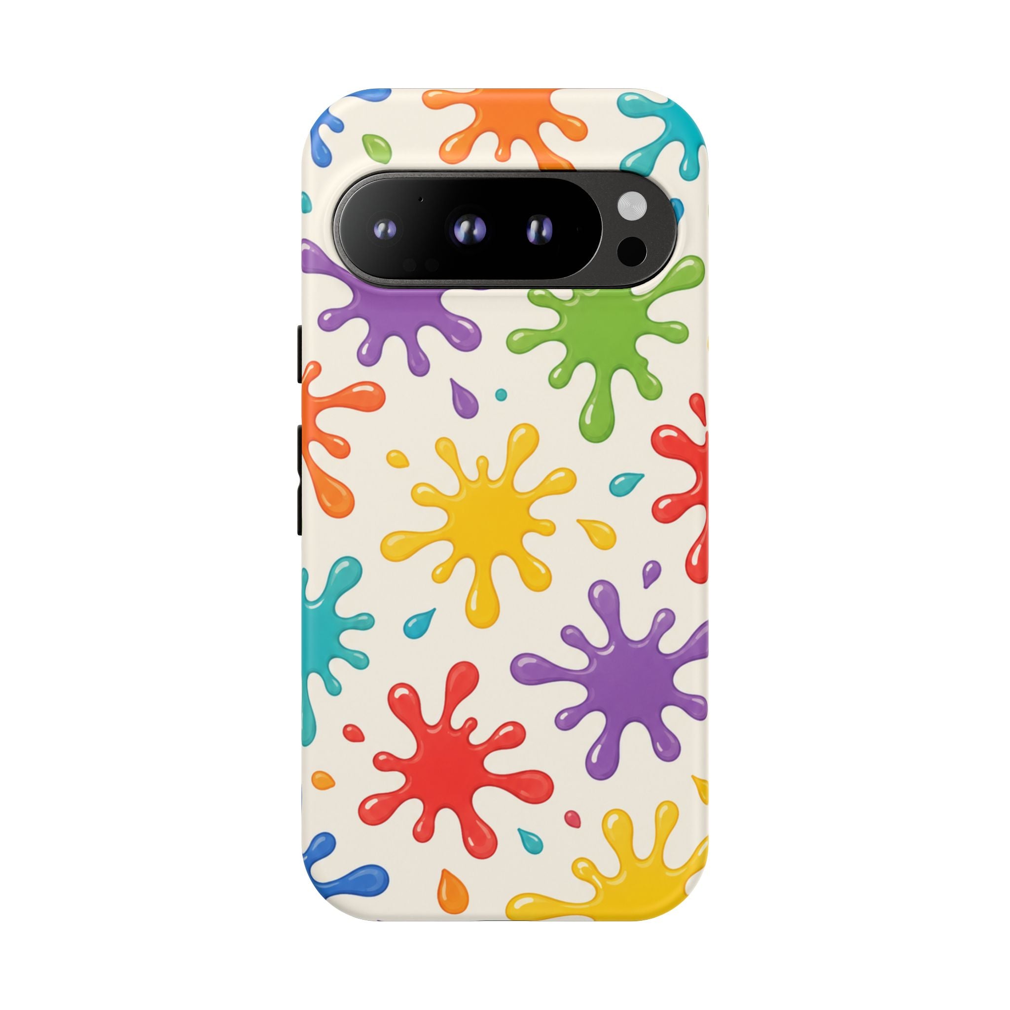 Colorful Paint Splat Phone Case — Protective Tough Case with Bright Rainbow Splatter Design