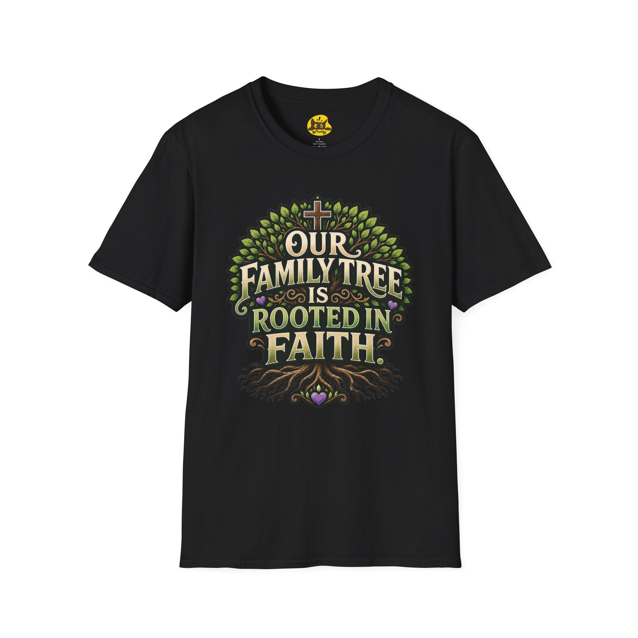 Faith Family Tree T-Shirt — "Our Family Tree Is Rooted in Faith" Christian Graphic Tee
