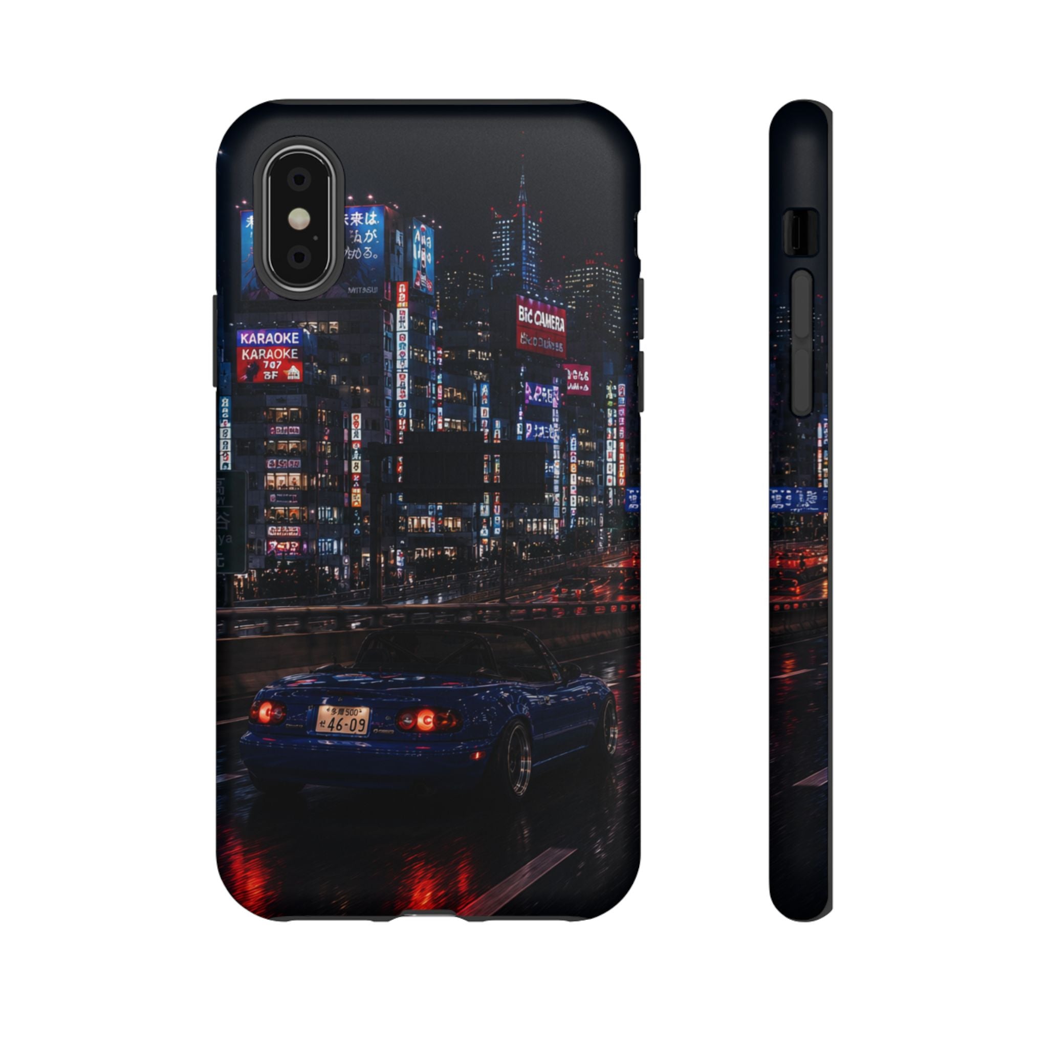 Tokyo Phone Case - Neon City Night Racer (Protective Tough Case)