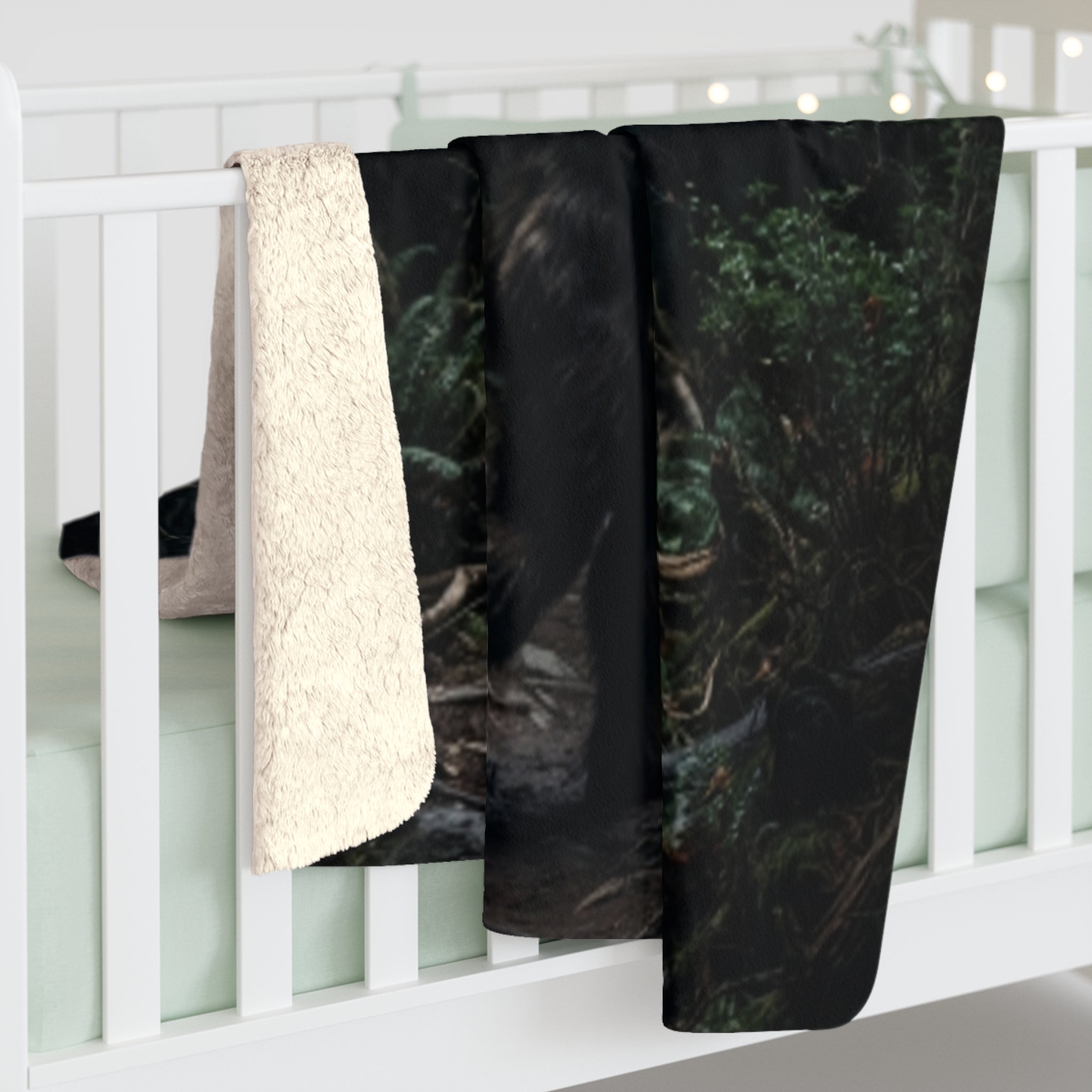Bigfoot Forest Sherpa Blanket — Cozy Fleece Camping Throw