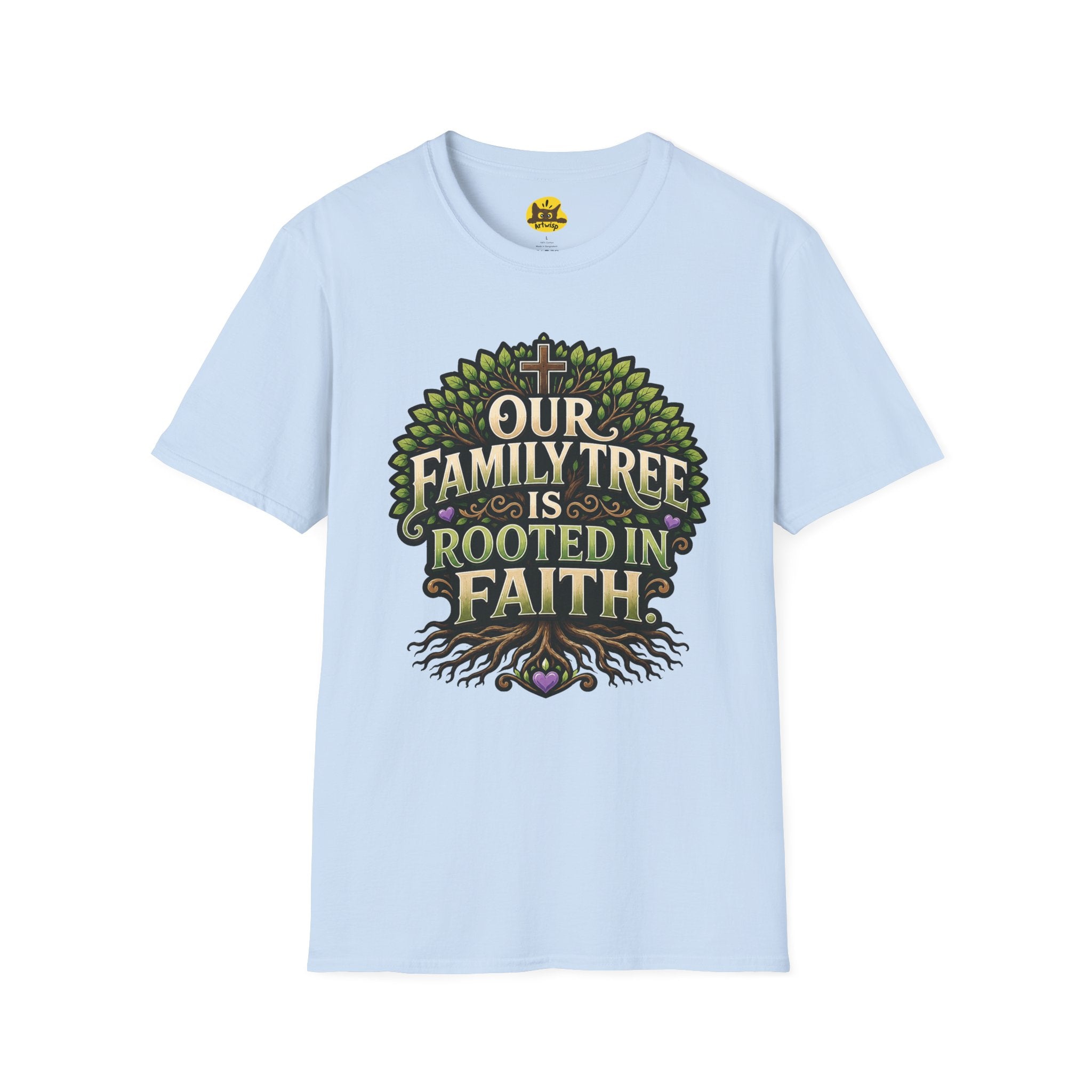 Faith Family Tree T-Shirt — "Our Family Tree Is Rooted in Faith" Christian Graphic Tee
