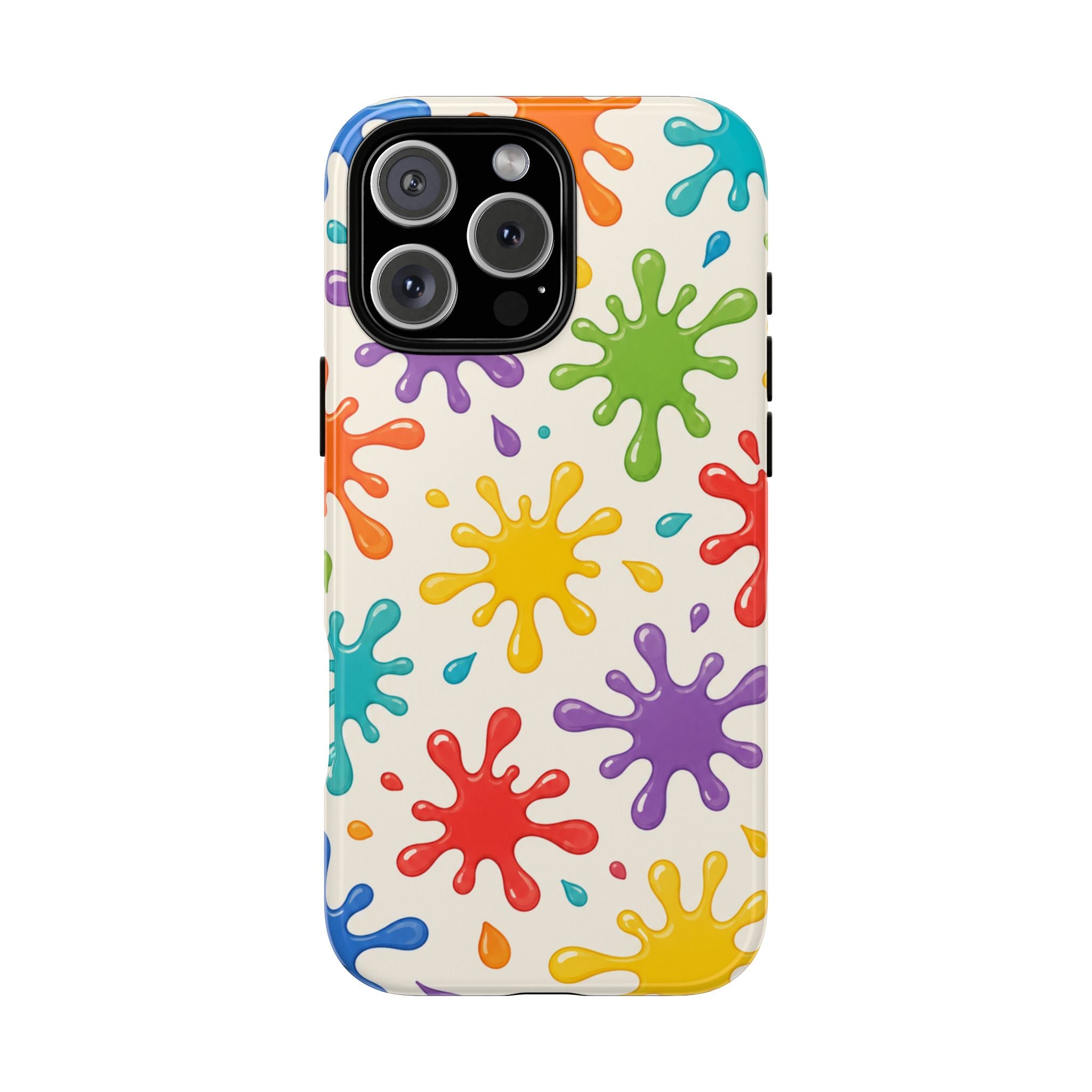 Colorful Paint Splat Phone Case — Protective Tough Case with Bright Rainbow Splatter Design