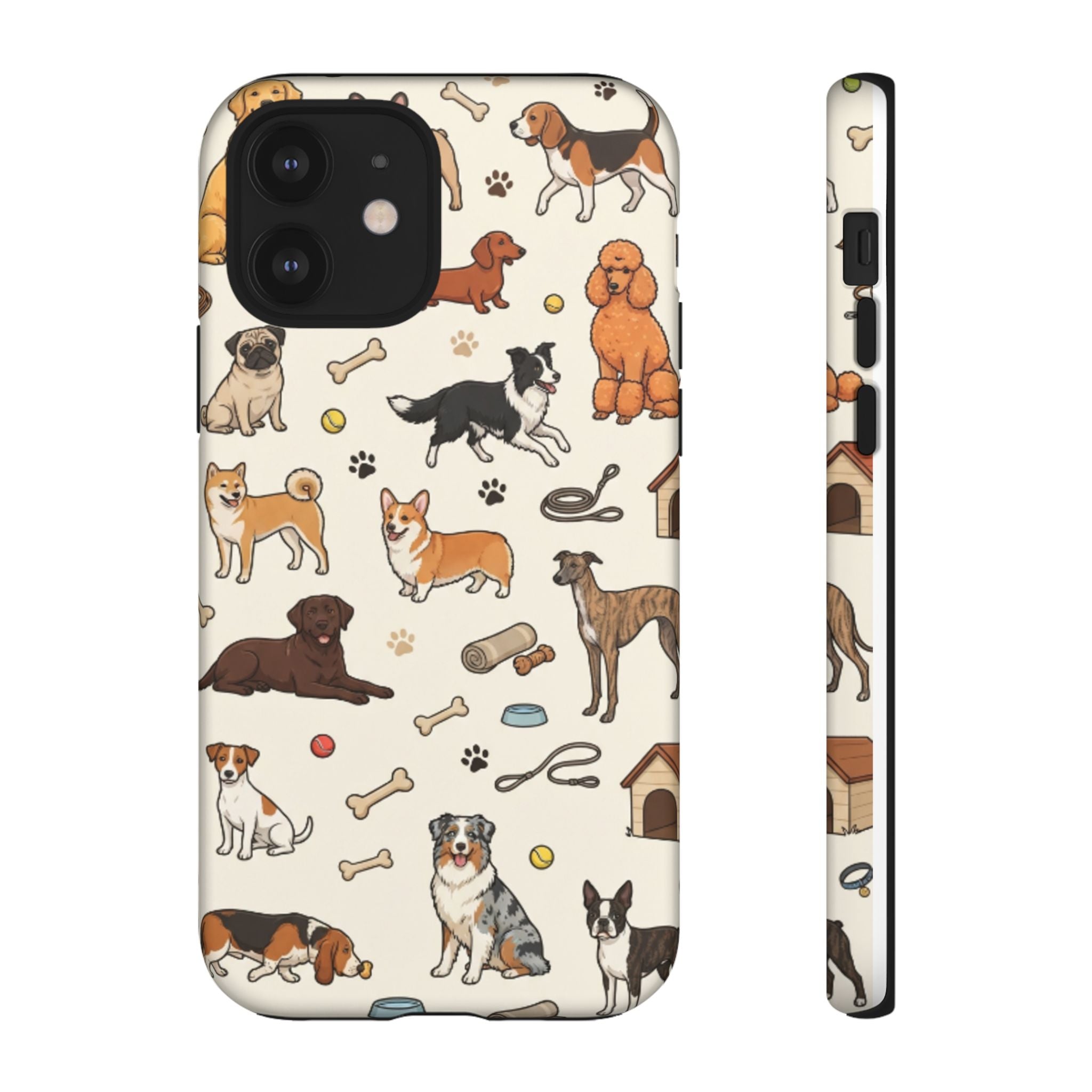 Dog Pattern Tough Phone Case — Cute Breed Collage Protective Cover