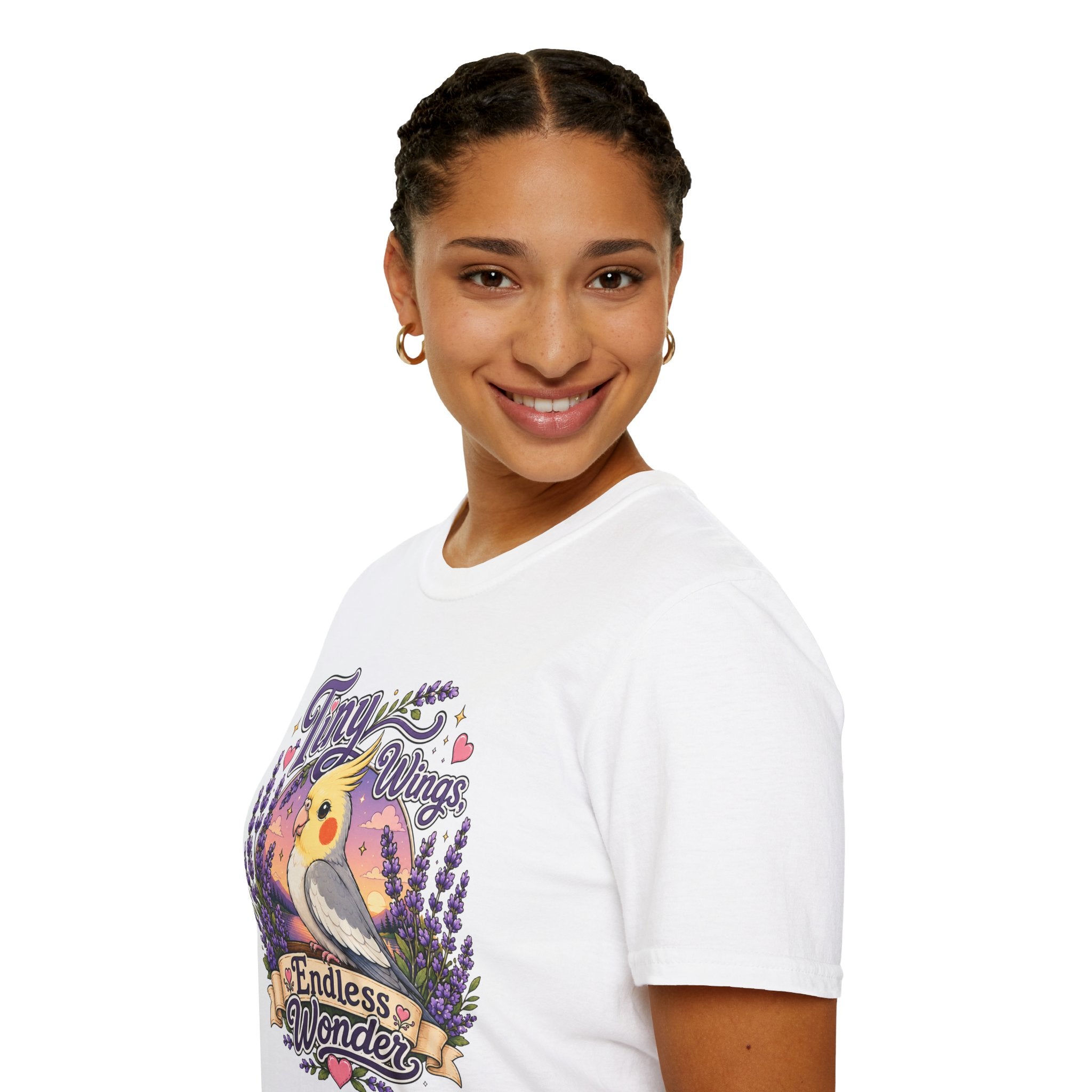 Tiny Wings Cockatiel T‑Shirt — 'Endless Wonder' Cute Bird Graphic Tee
