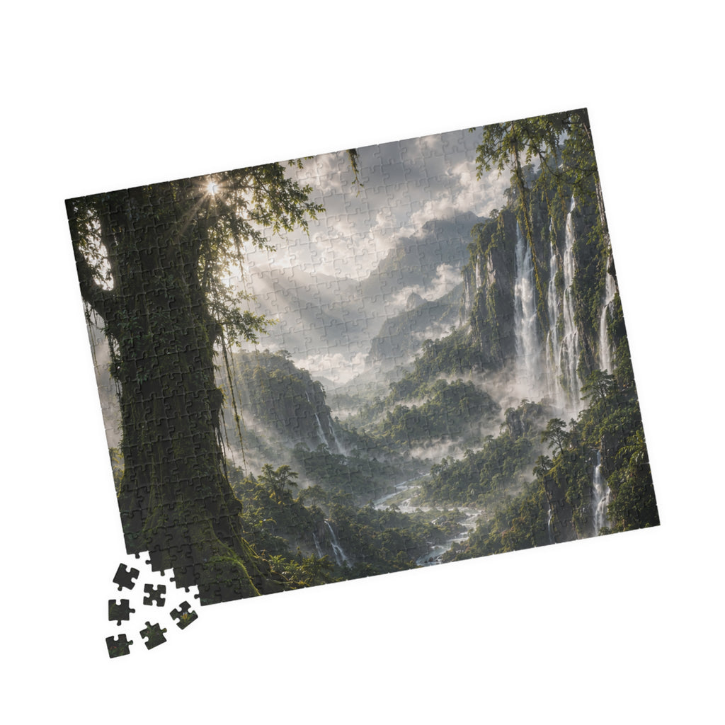 Mystic Waterfall Landscape Puzzle — Scenic Nature Jigsaw (110/252/520/1014 pc)