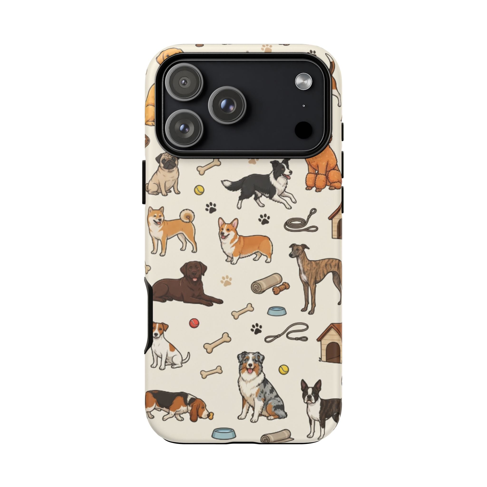 Dog Pattern Tough Phone Case — Cute Breed Collage Protective Cover