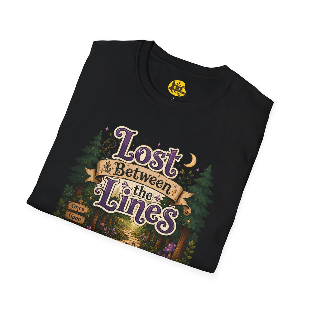 T-Shirt — “Lost Between the Lines” Forest Path Literary Tee