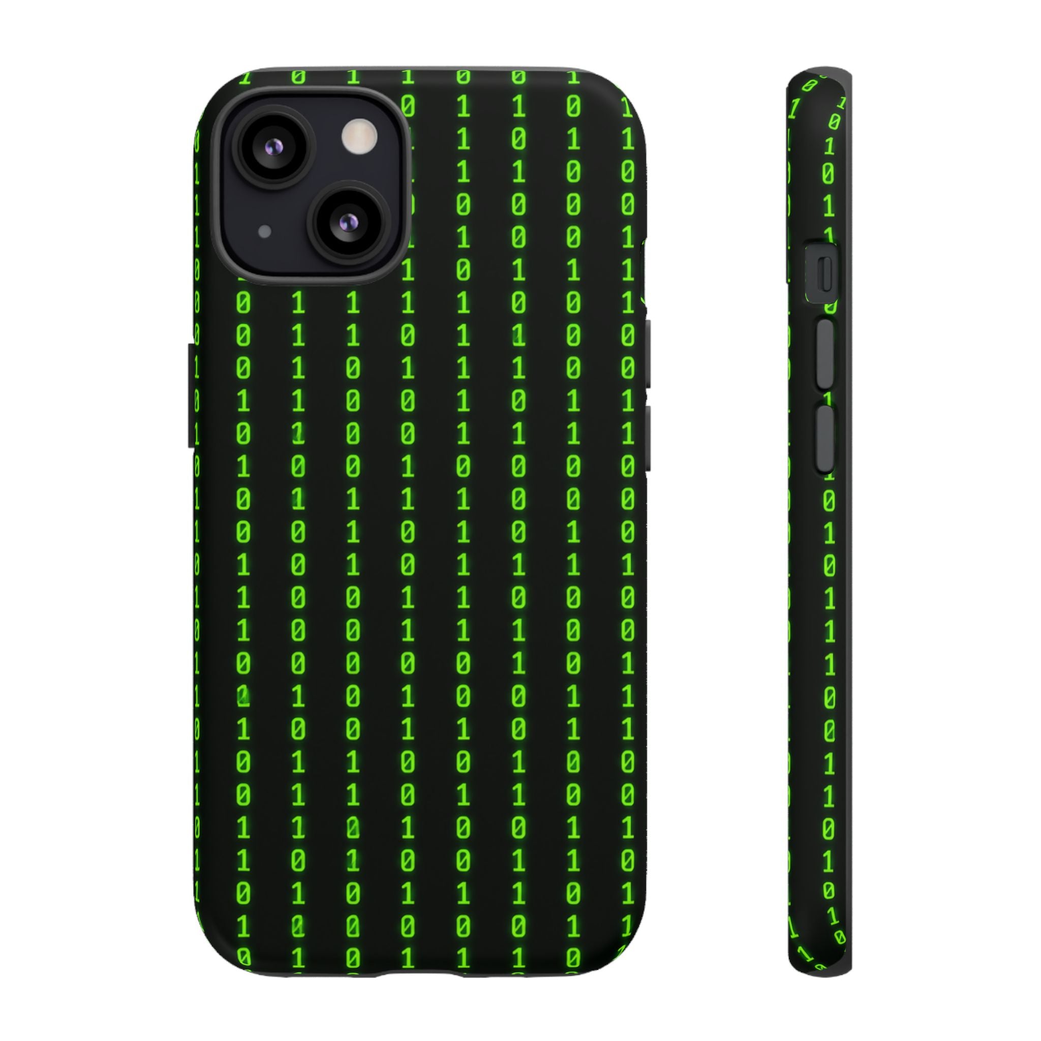 Coder Phone Case — Matrix Binary Code Green on Black Tough Case