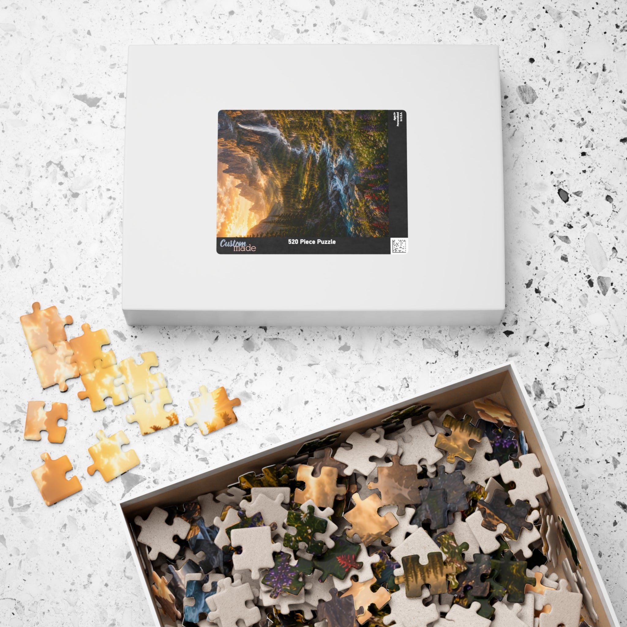 Mountain Valley Waterfall Jigsaw Puzzle — Scenic Nature Landscape Puzzle (110/252/520/1014 pcs)