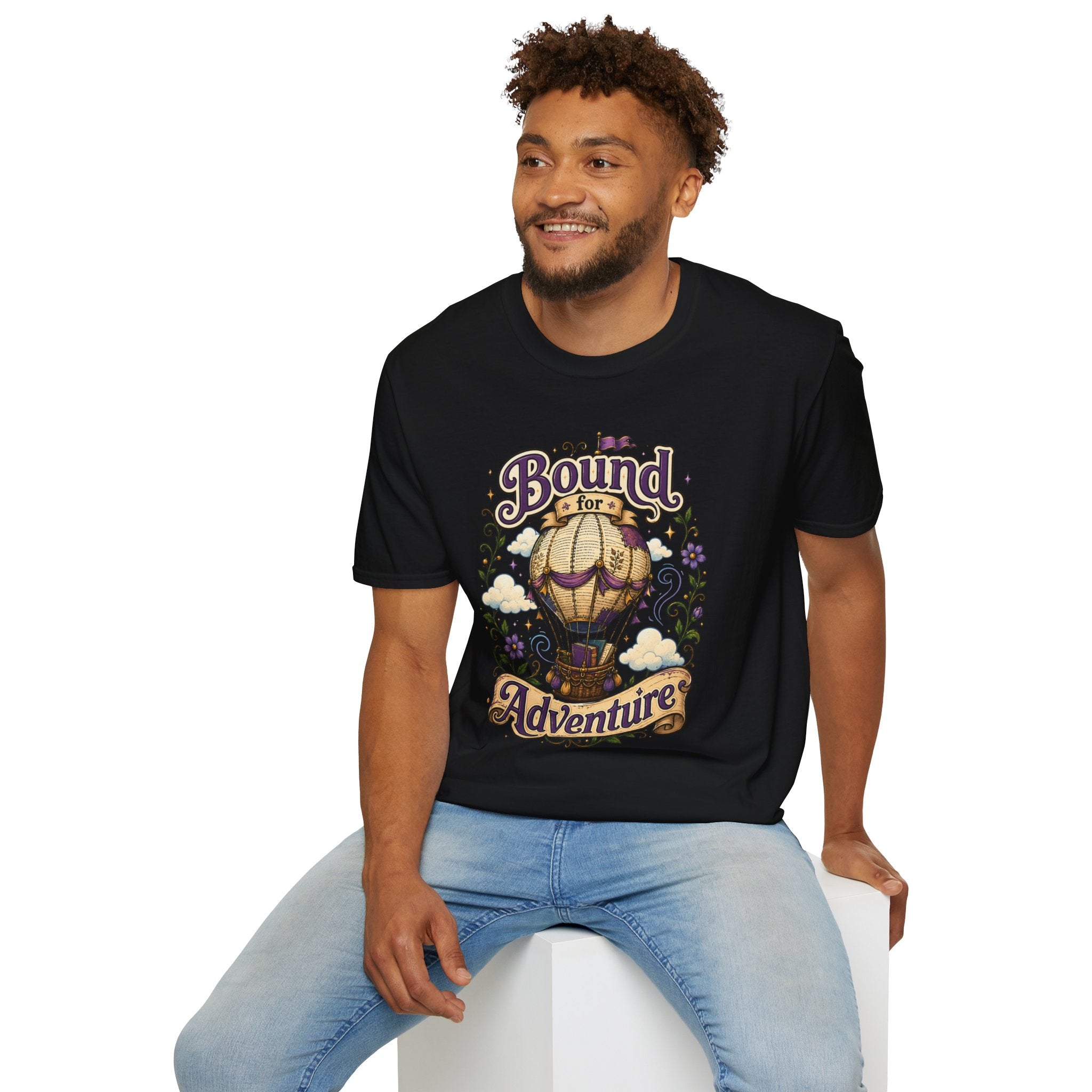 Adventure T-Shirt — “Bound for Adventure” Hot Air Balloon Travel Tee