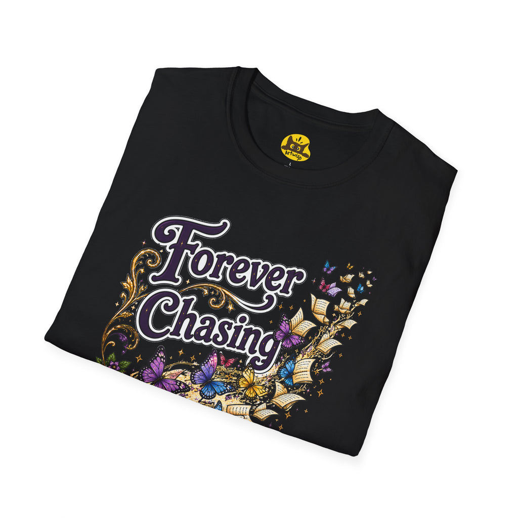 T-Shirt — "Forever Chasing Stories" Book Lover Graphic Tee