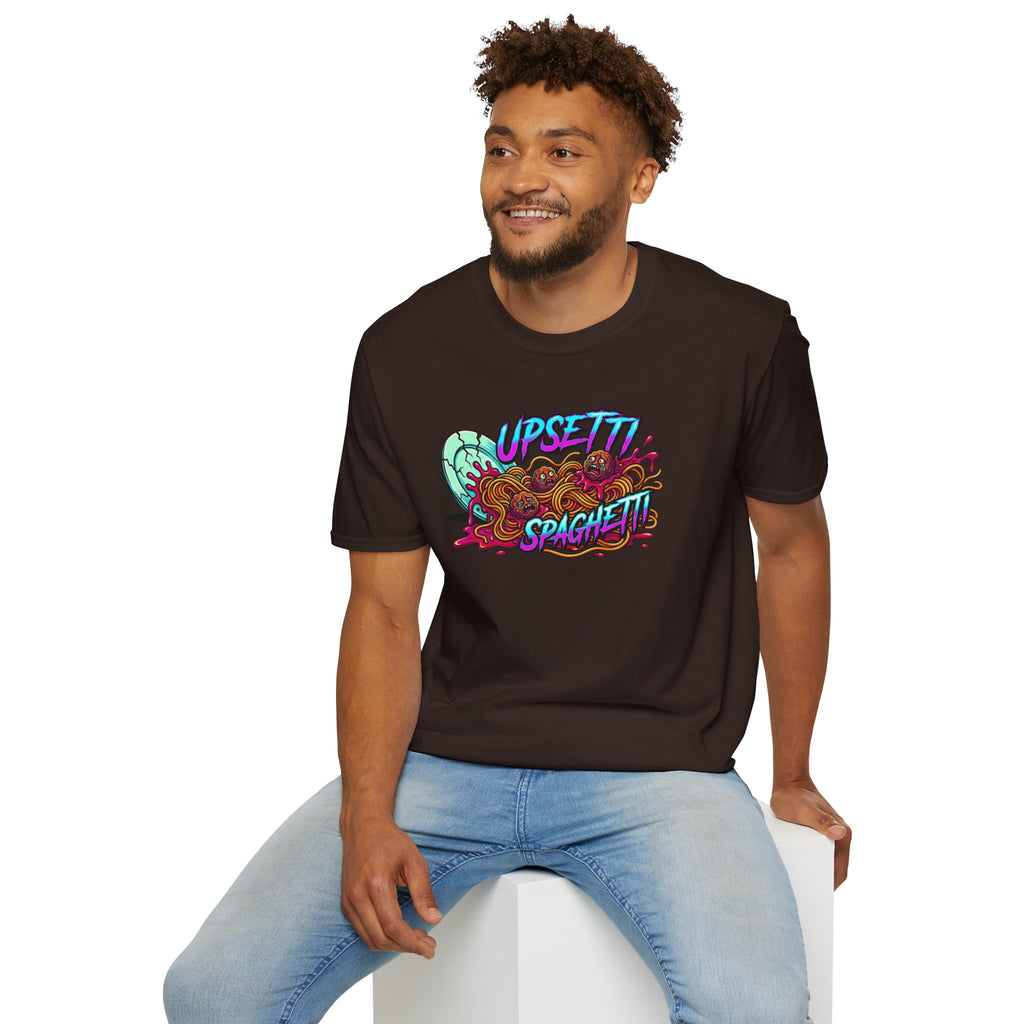 Upsetti Spaghetti T-Shirt — Funny Cartoon Spilled Pasta Graphic Tee