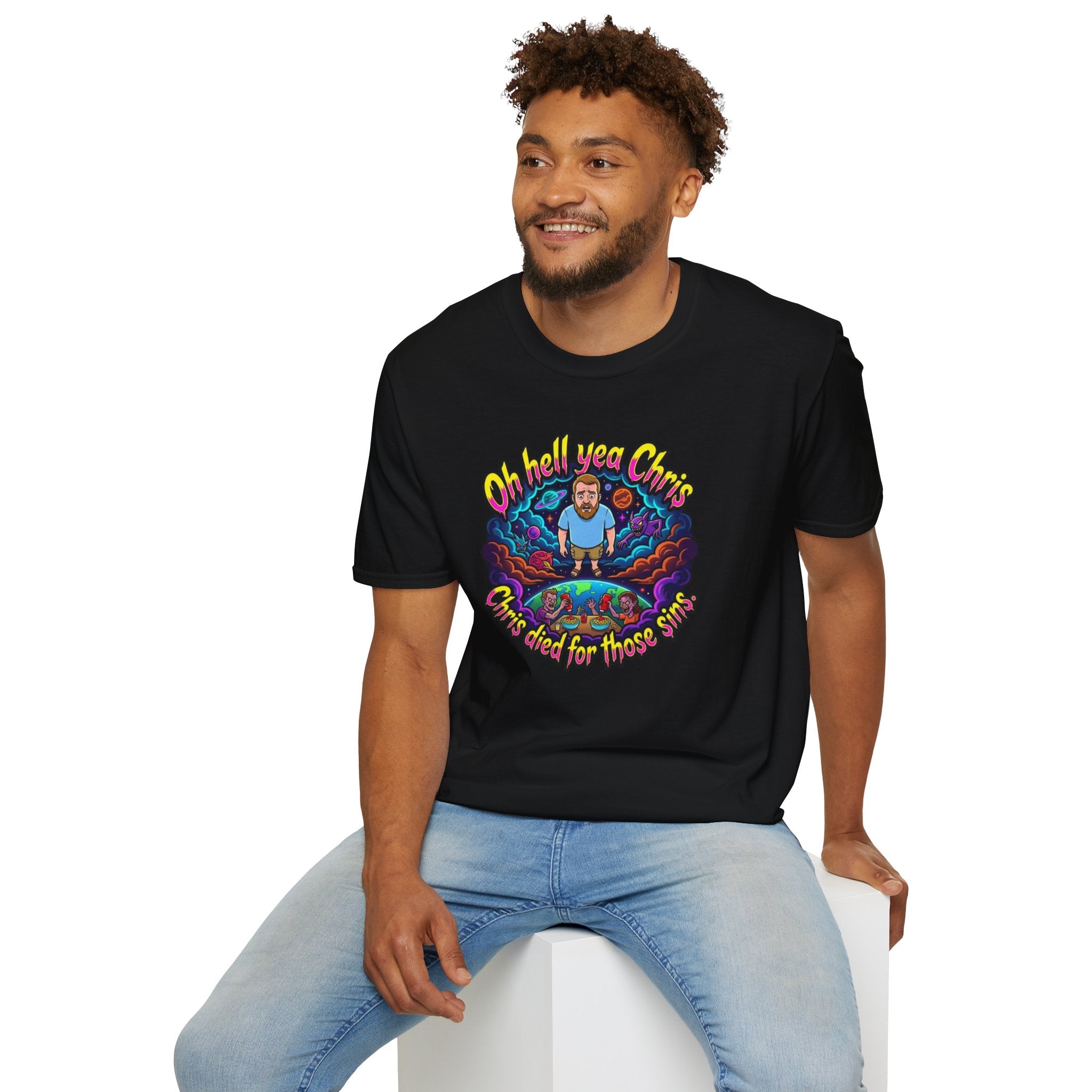 T‑Shirt — “Oh Hell Yea Chris” Retro Psychedelic Graphic Tee